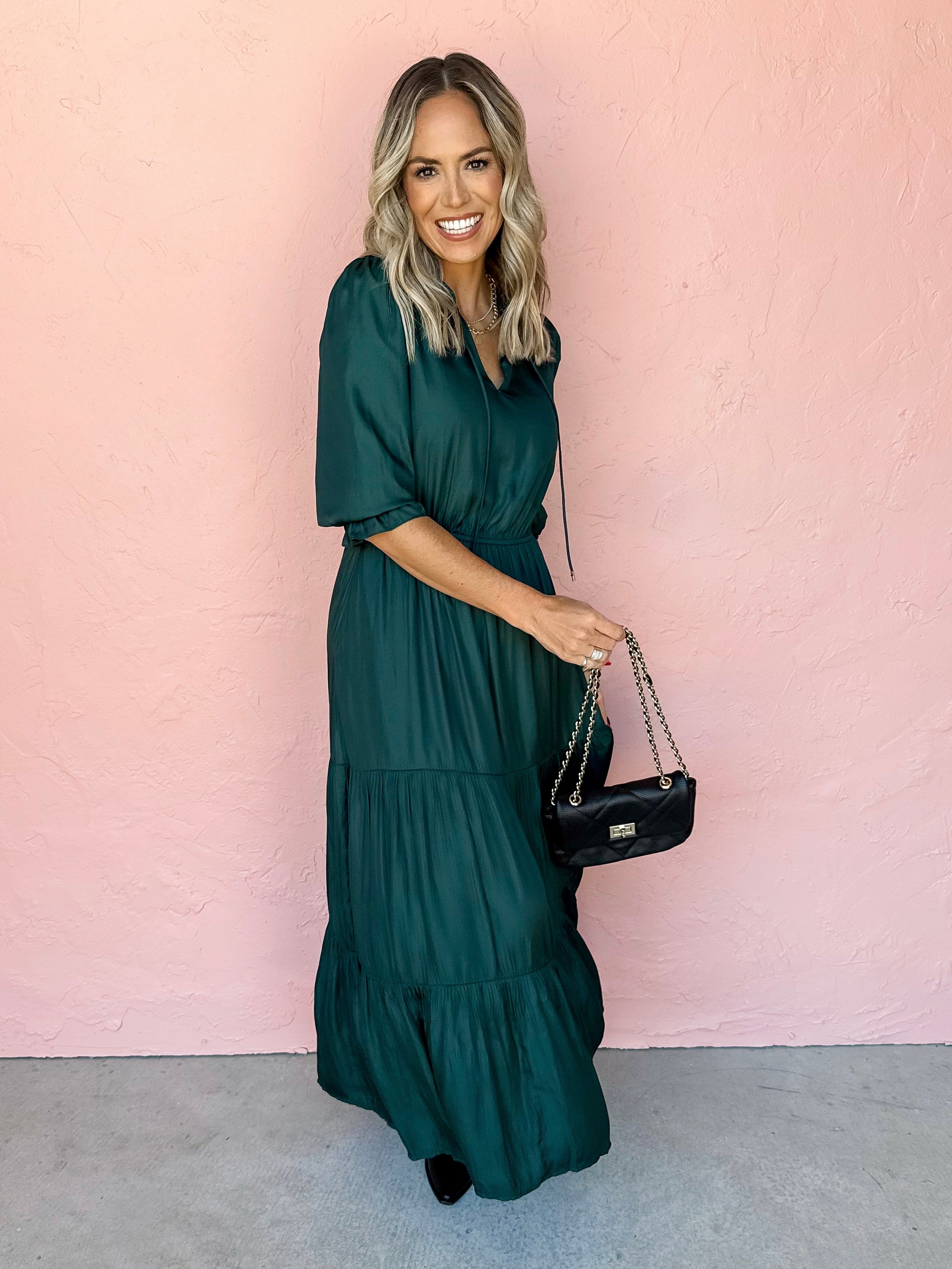 Love Found Tiered Maxi Dress-Astro Green