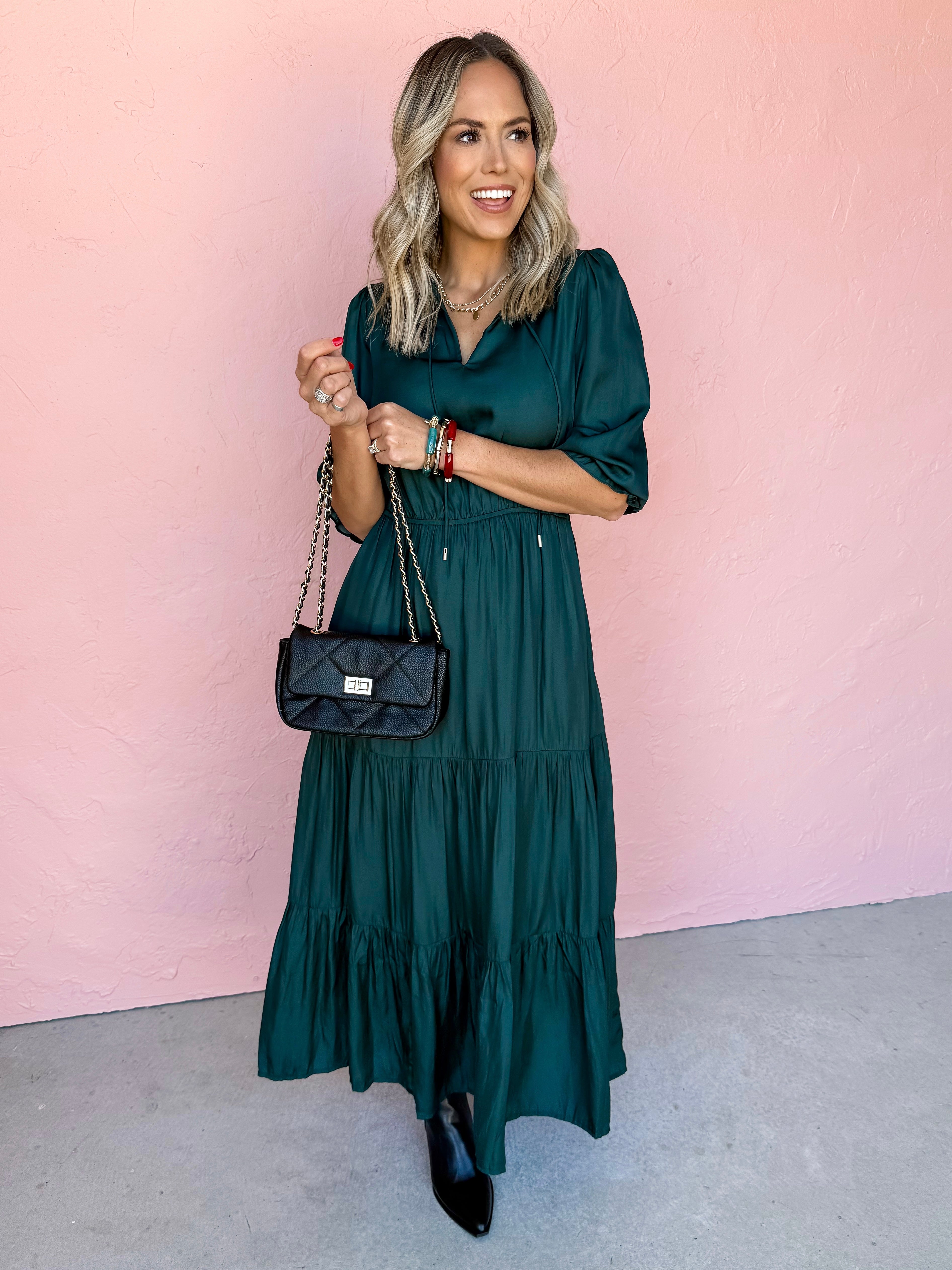 Love Found Tiered Maxi Dress-Astro Green