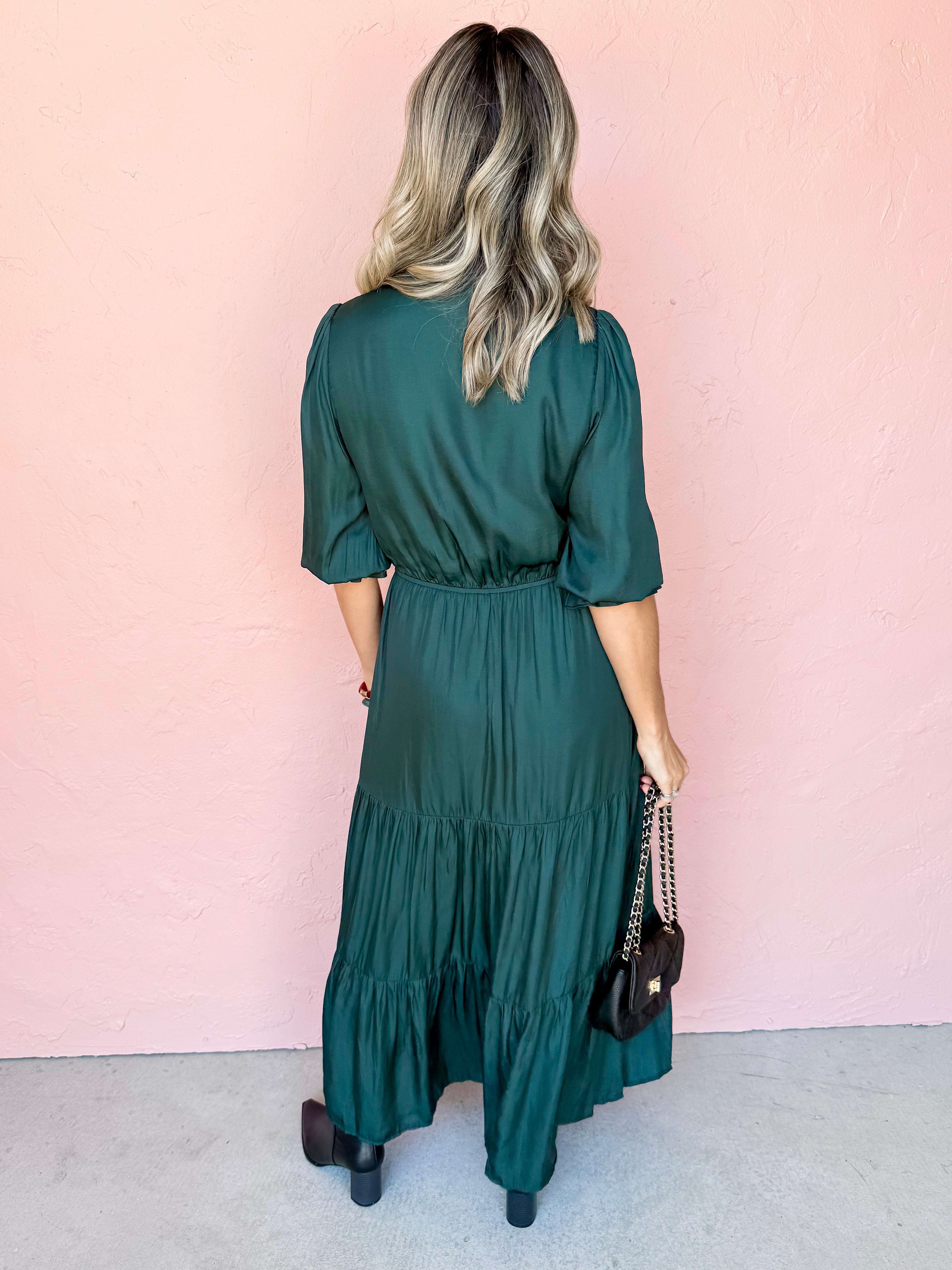 Love Found Tiered Maxi Dress-Astro Green