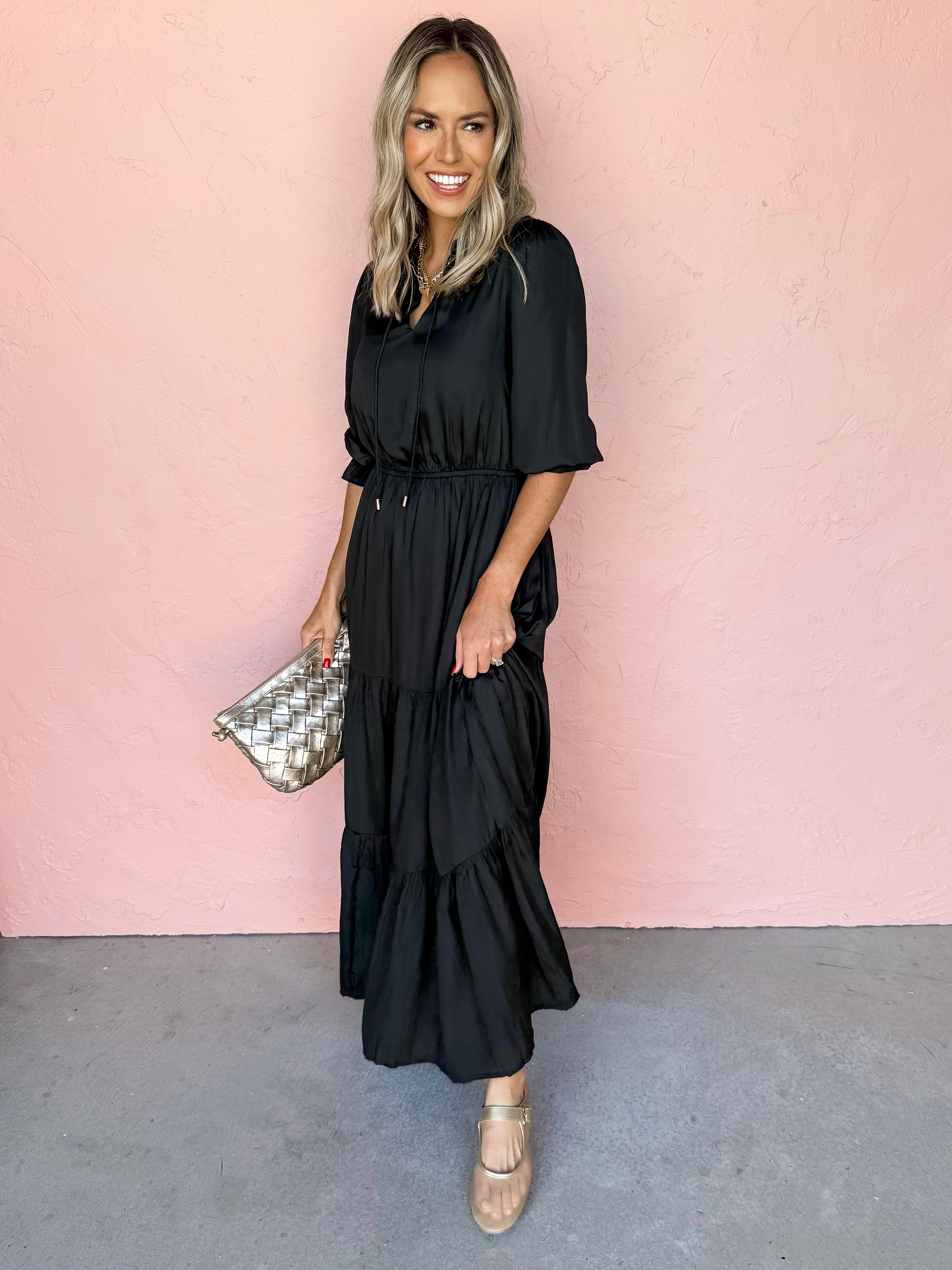 Love Found Tiered Maxi Dress-Black