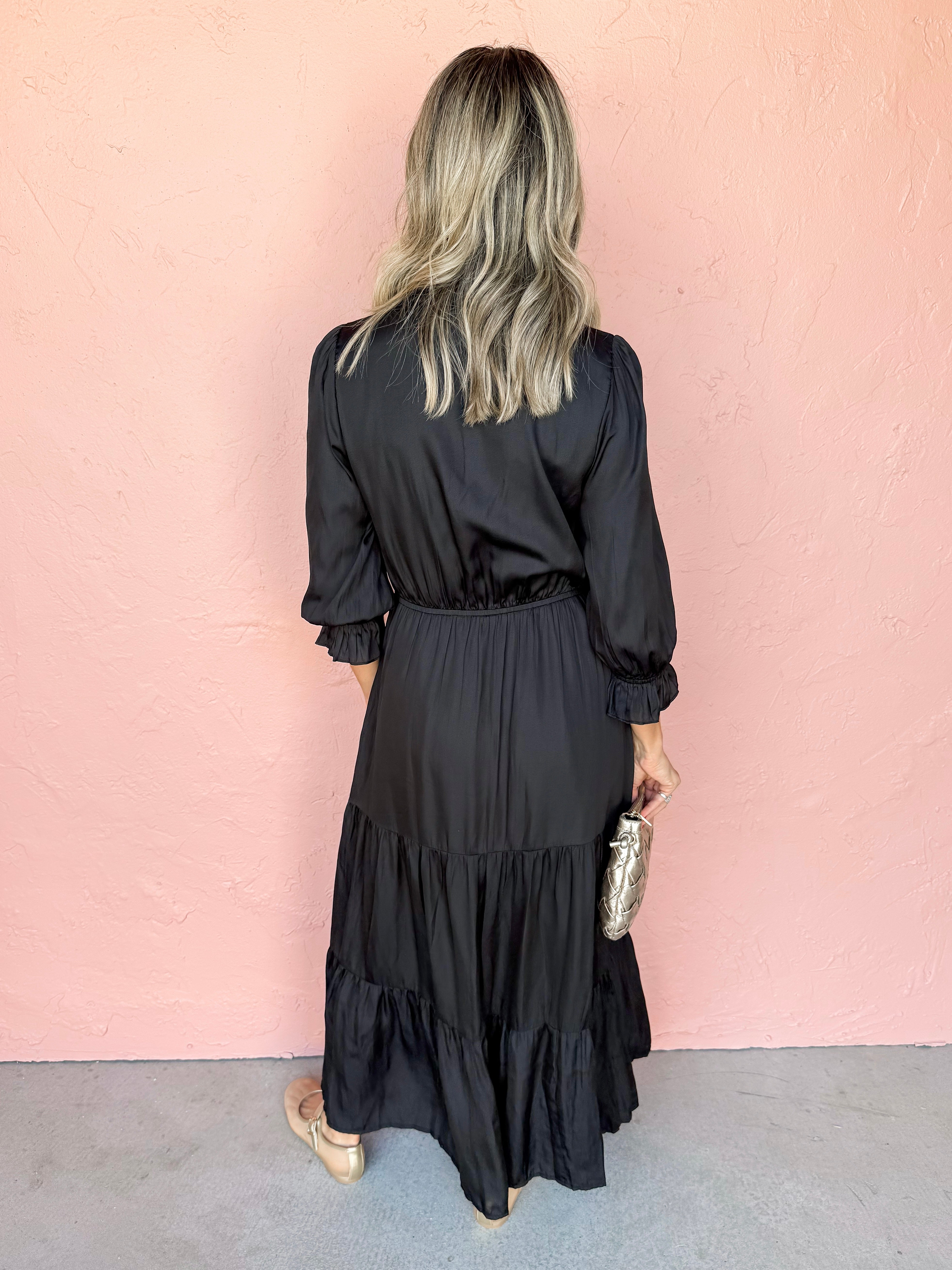 Love Found Tiered Maxi Dress-Black