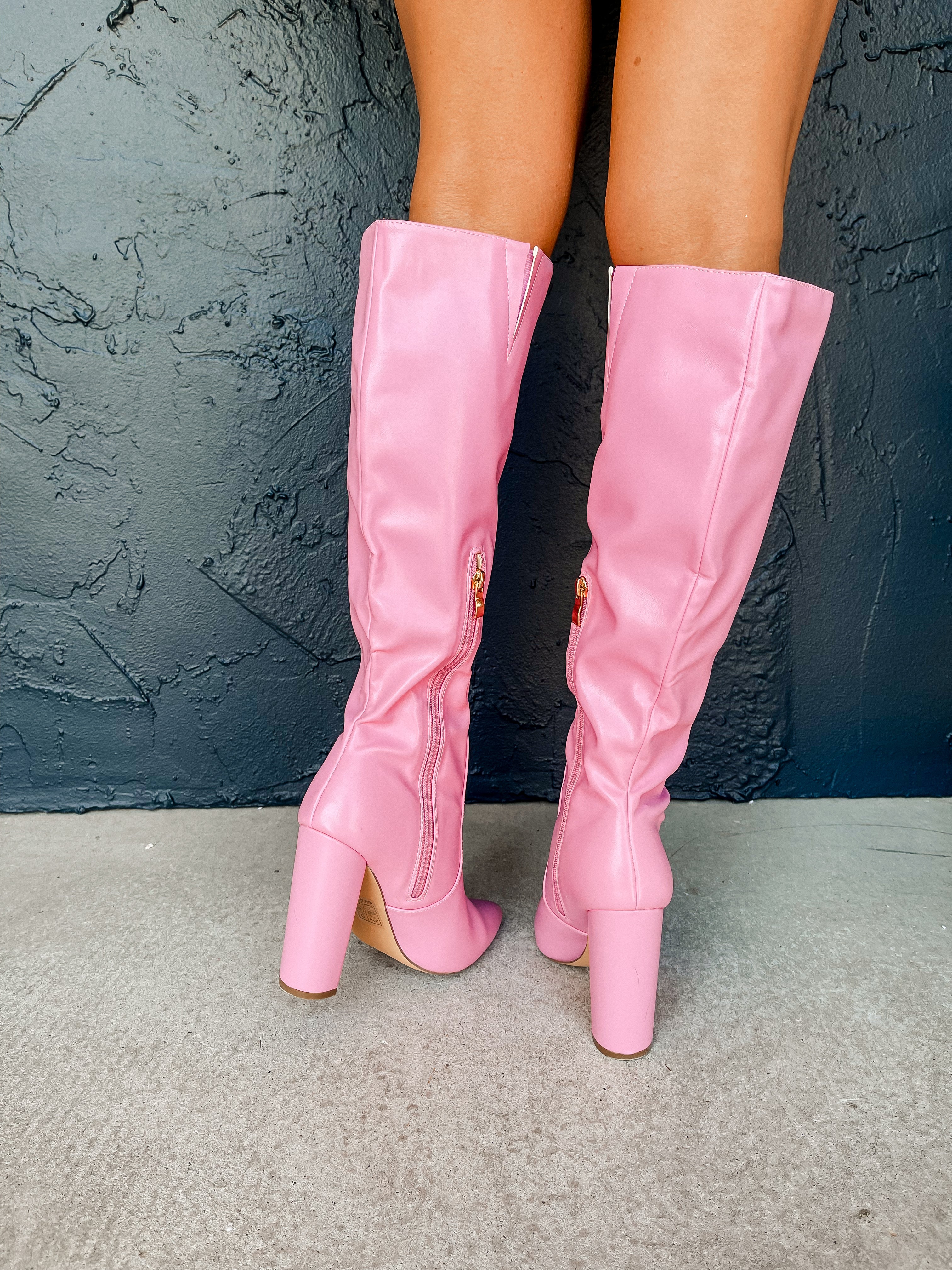 Lucy Heeled Tall Boot-Pink