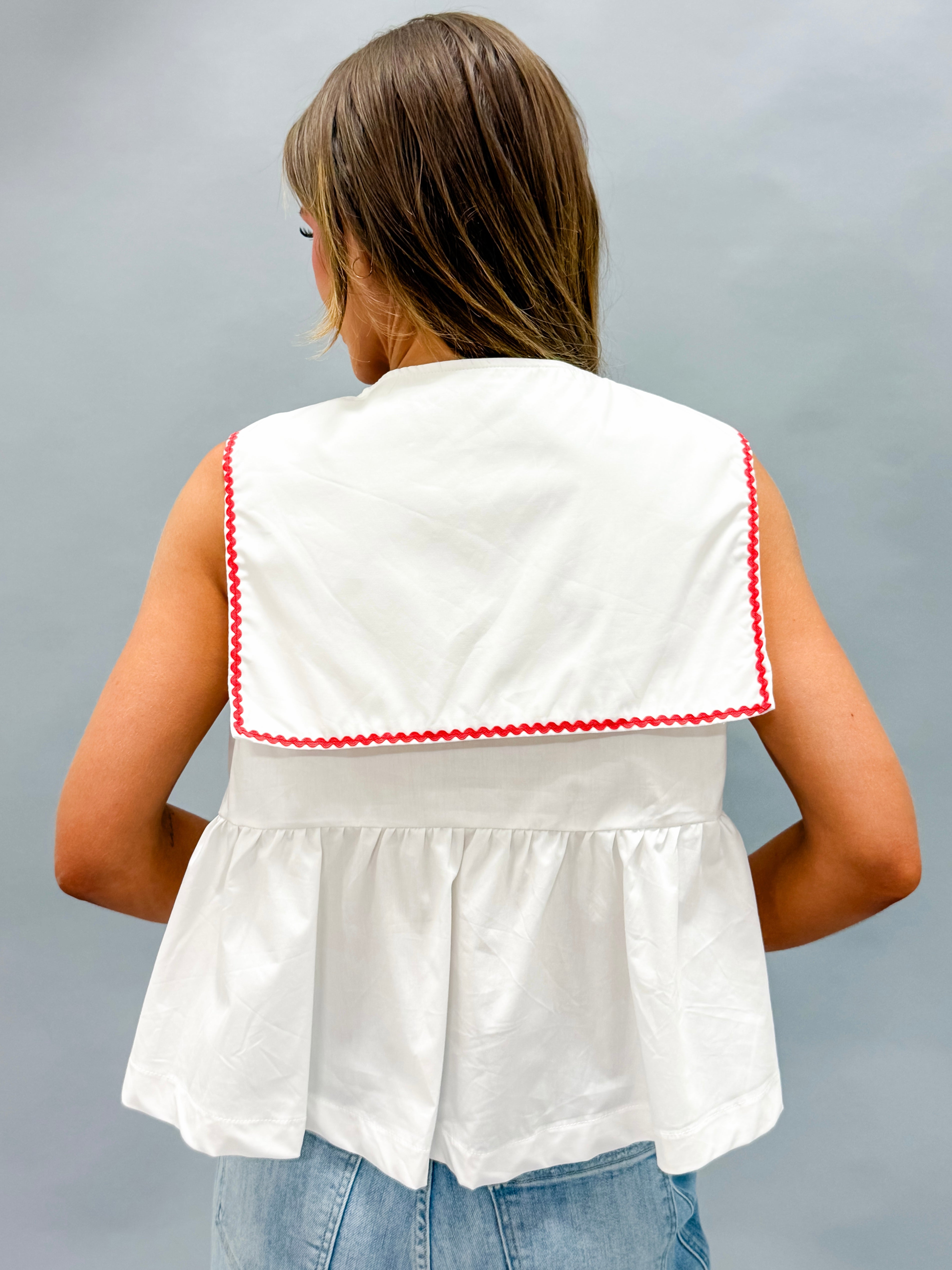 Lucy Oversize Collar Bow Top
