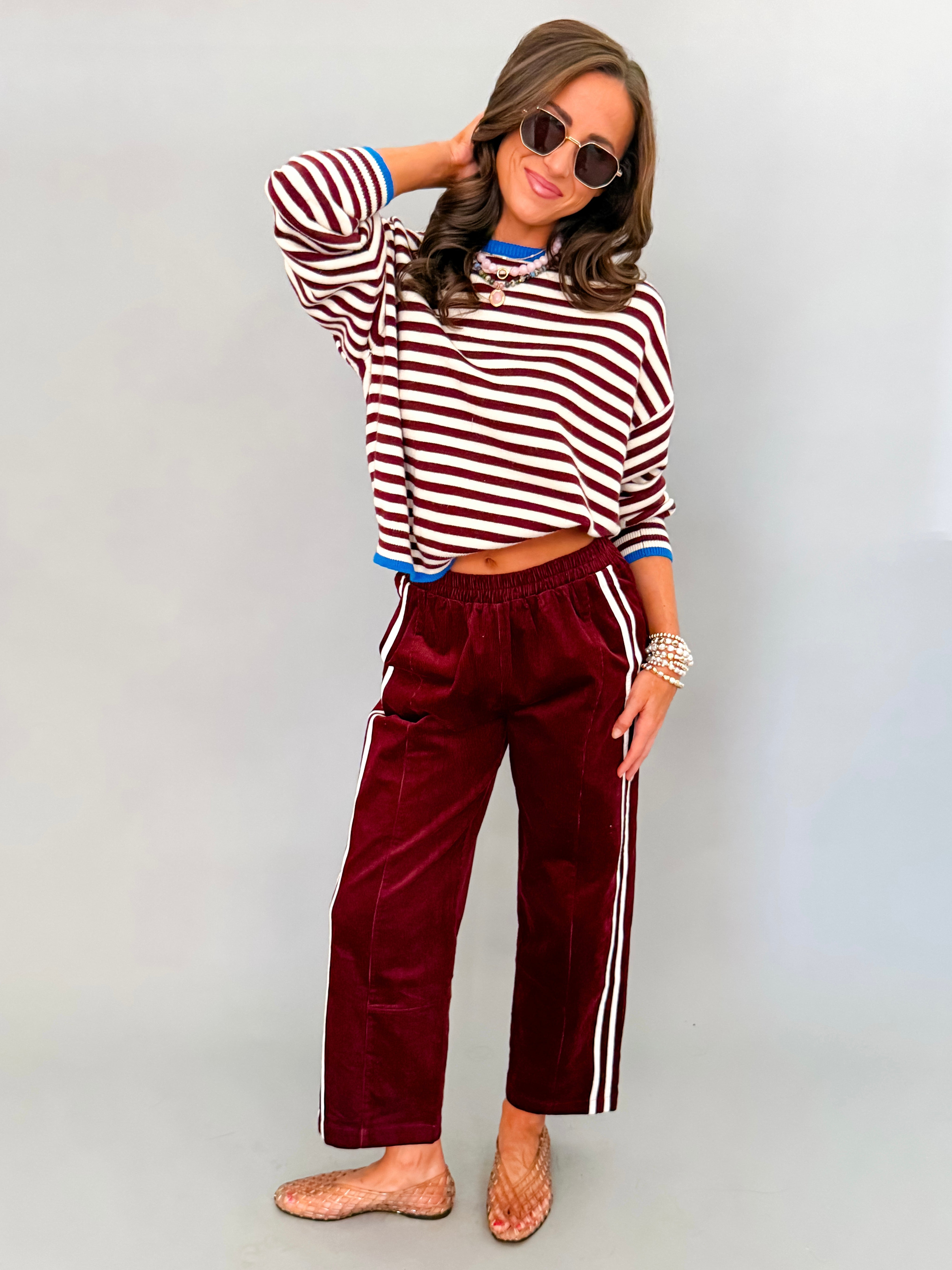 Macey Corduroy Side Stripe Pants