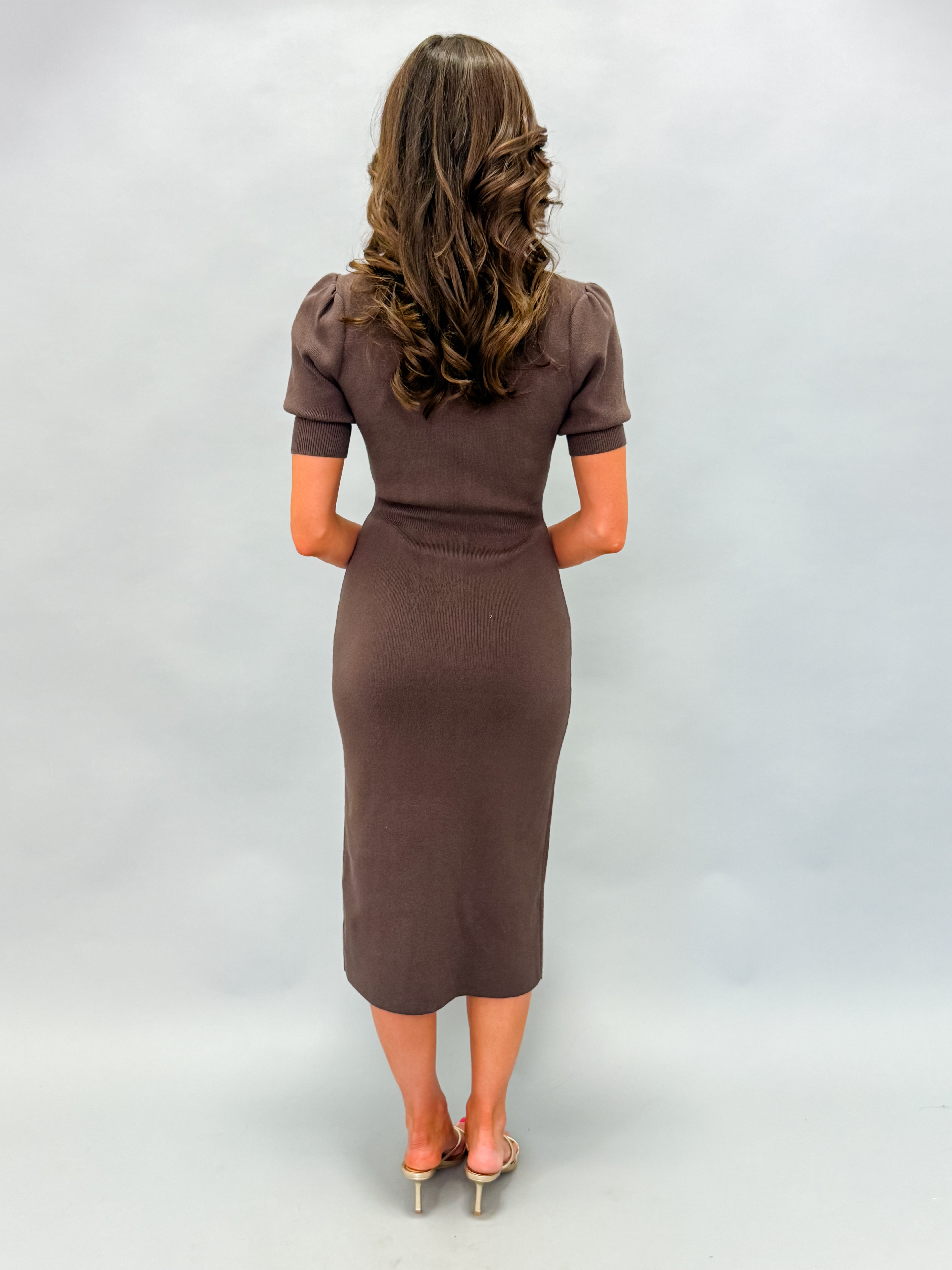 Mady Ribbed Midi Dress-Chocolate