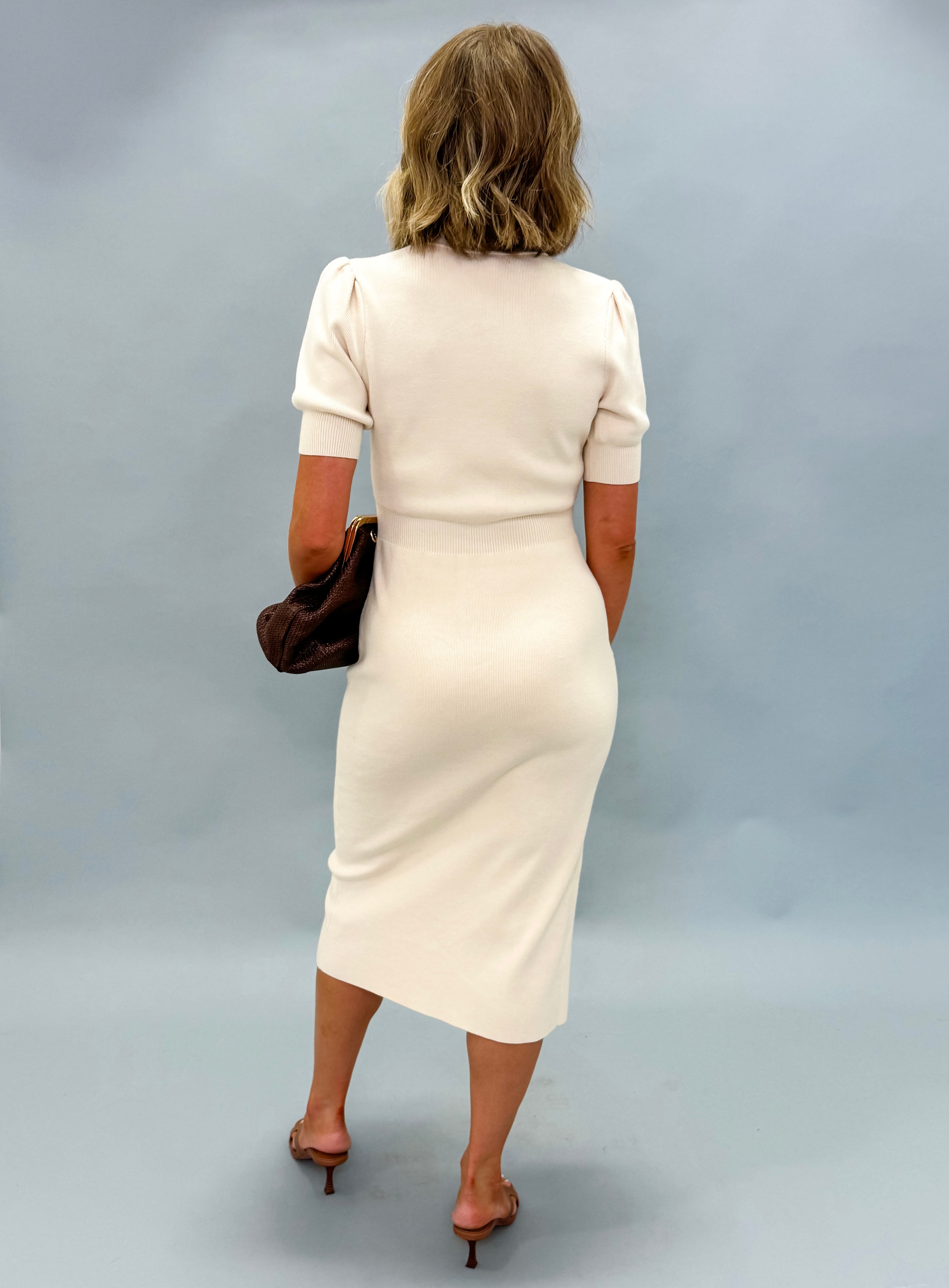 Mady Ribbed Midi Dress-Ivory
