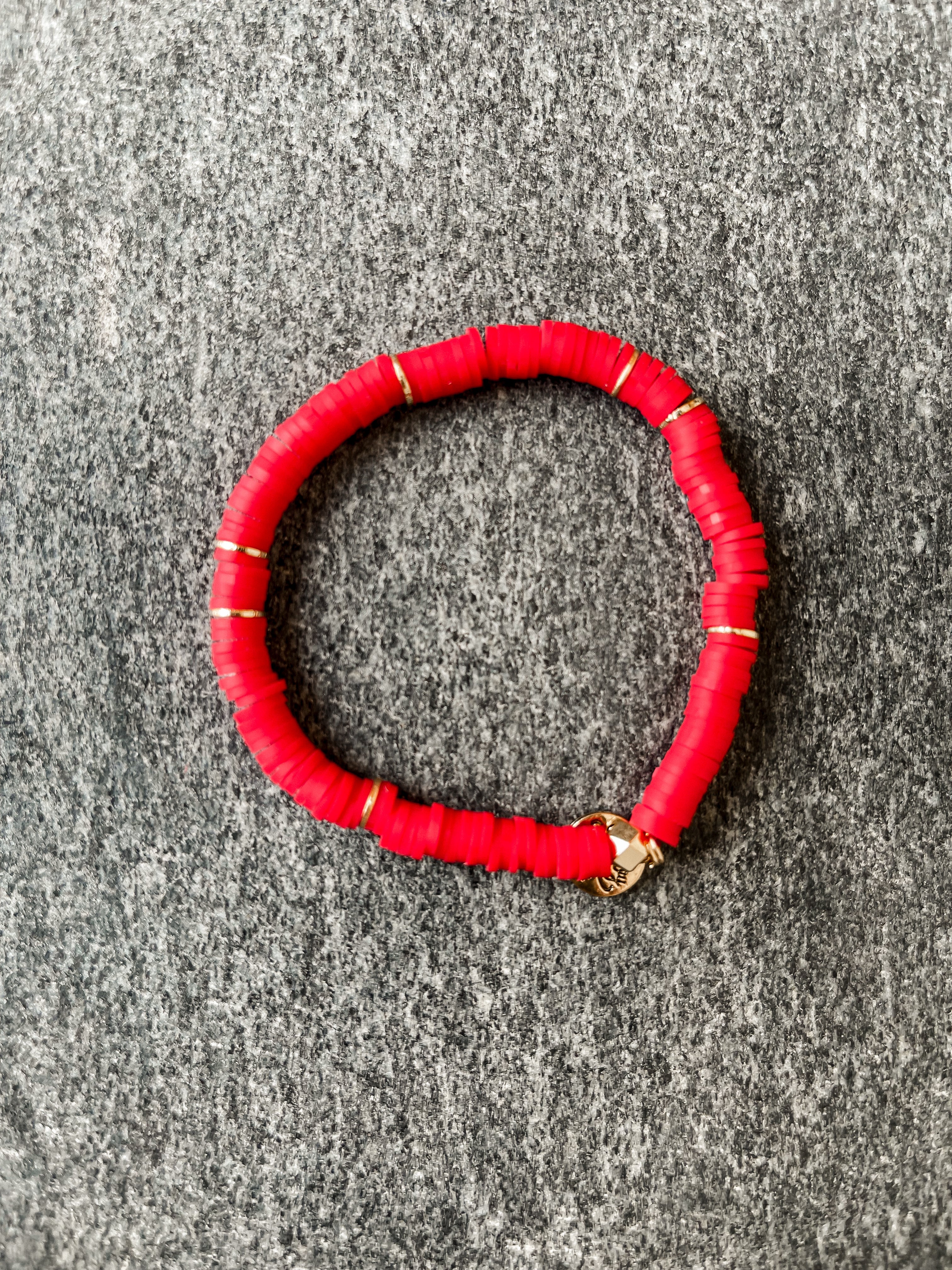 Make A Statement Heishi Bracelet-Red