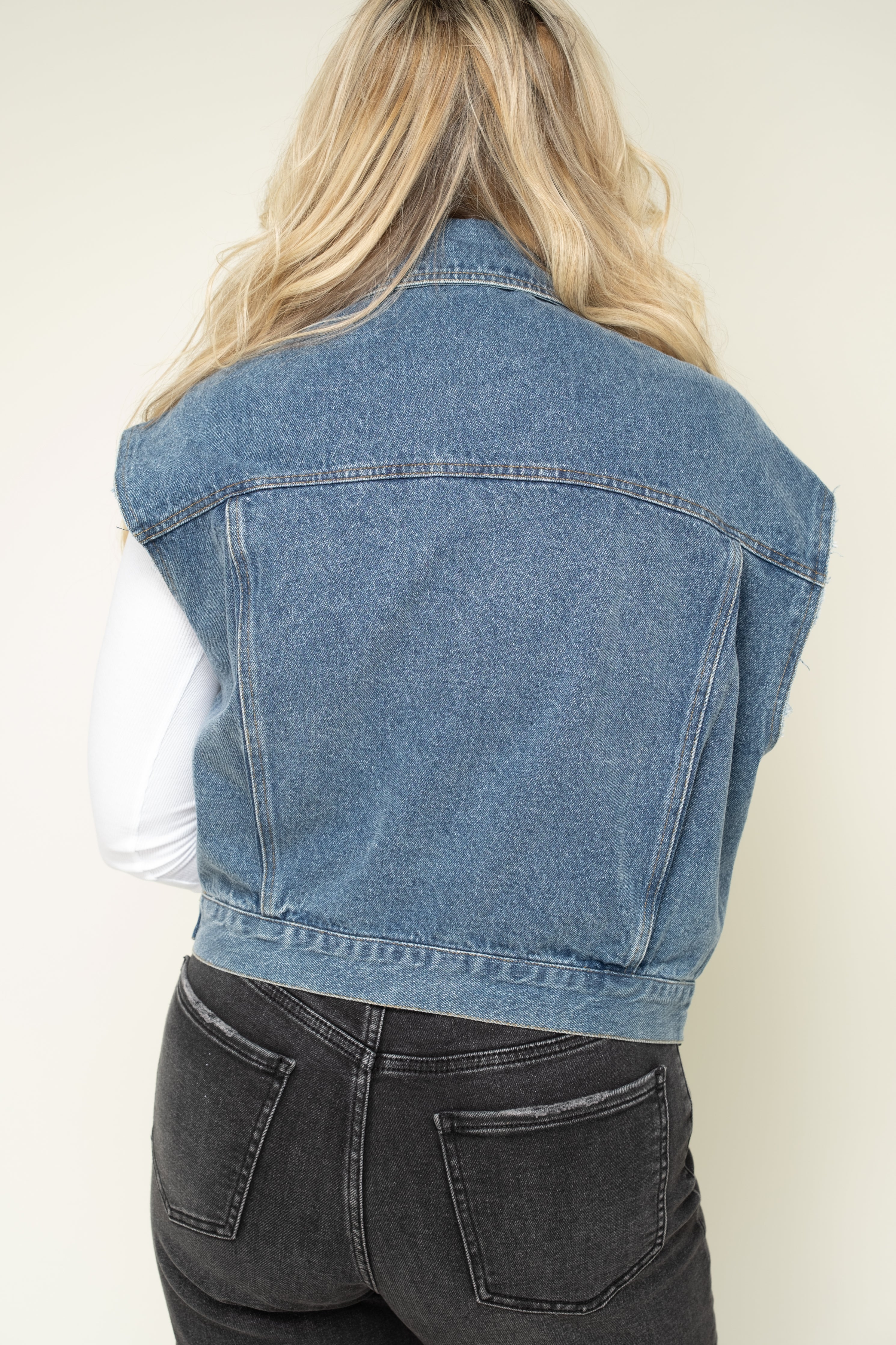 Make It Count Denim Vest-Medium Wash