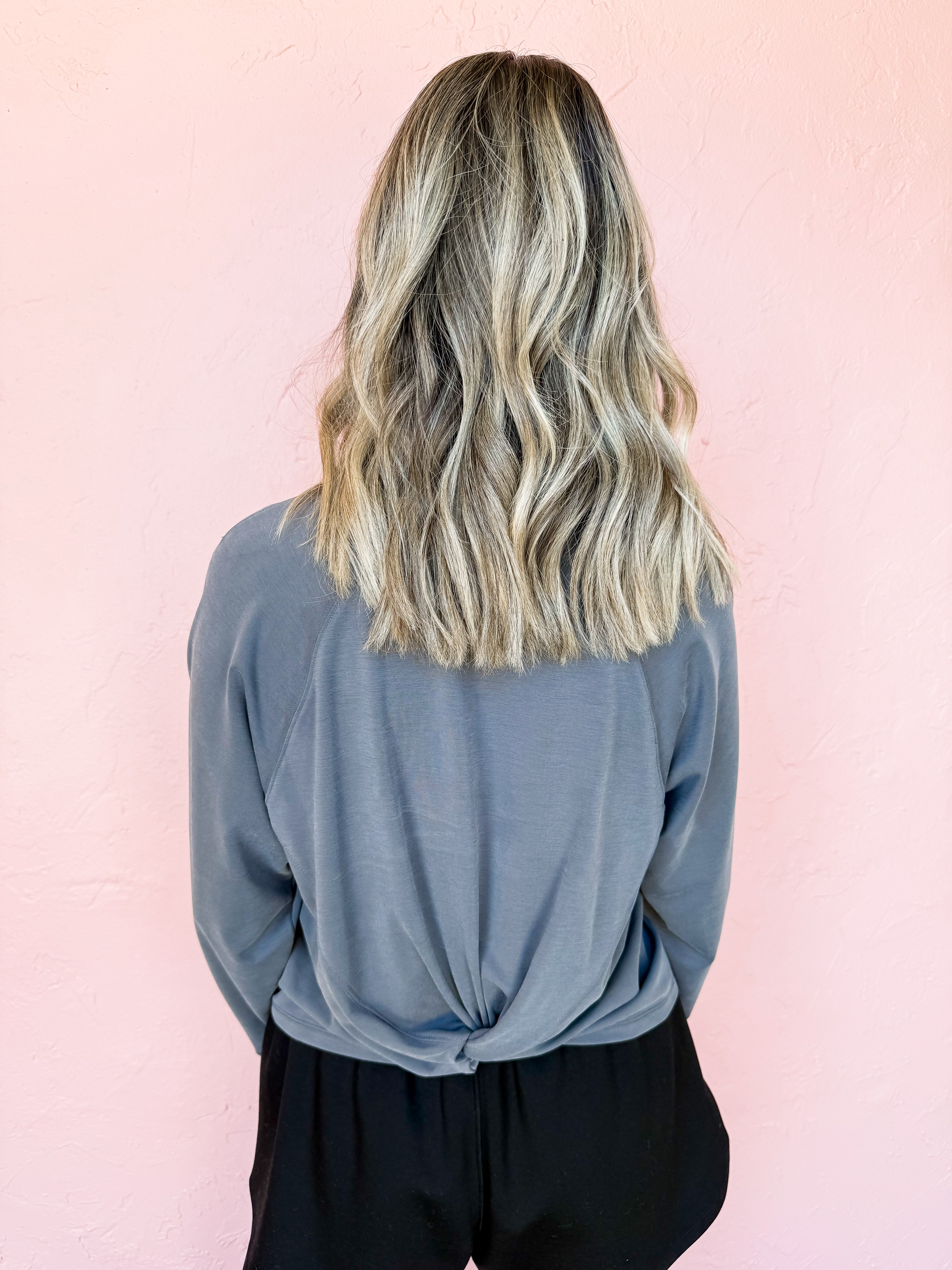 Make Me Believe Twisted Back Top-Dark Grey