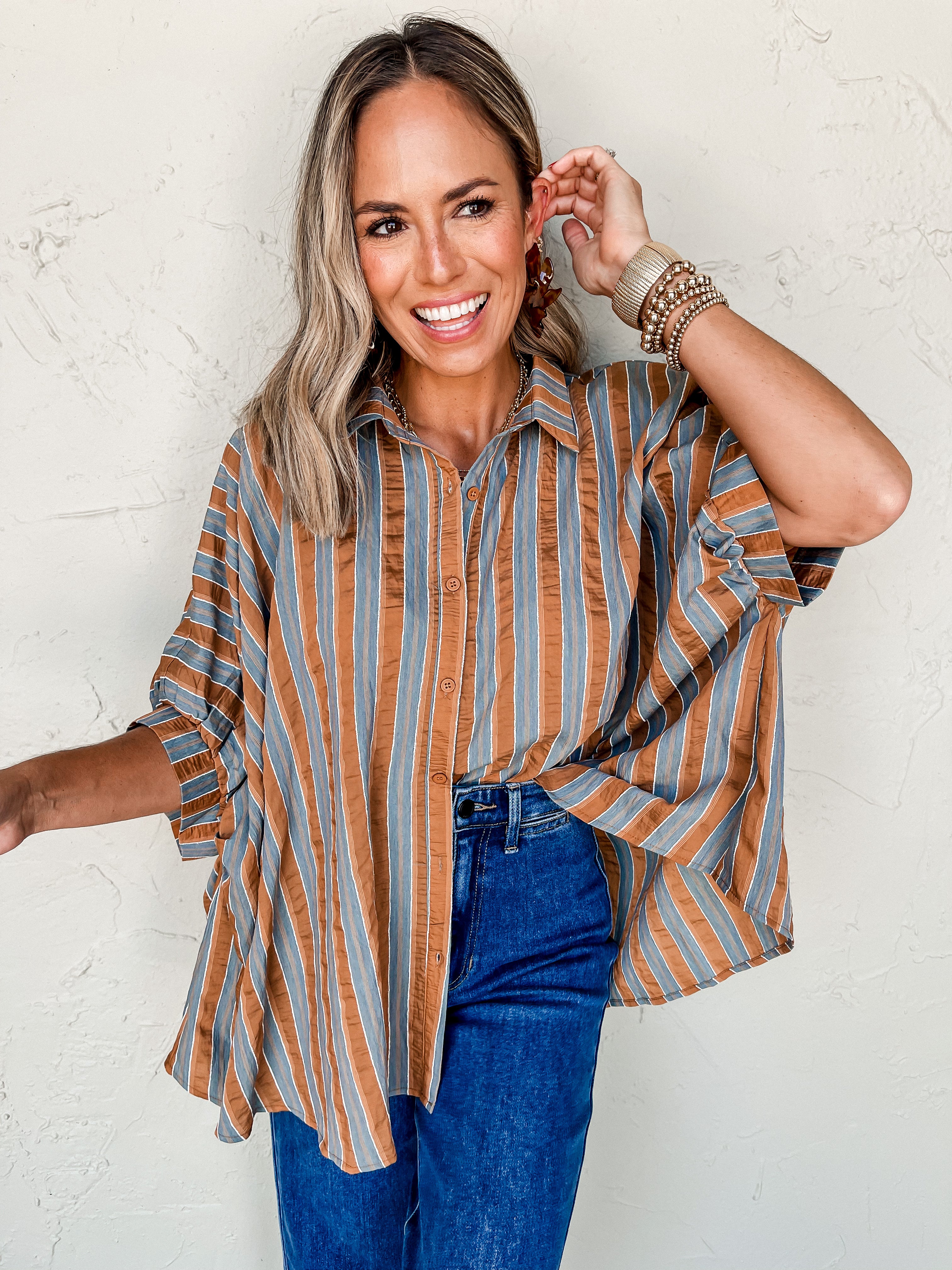 Make it Up Striped Oversized Top