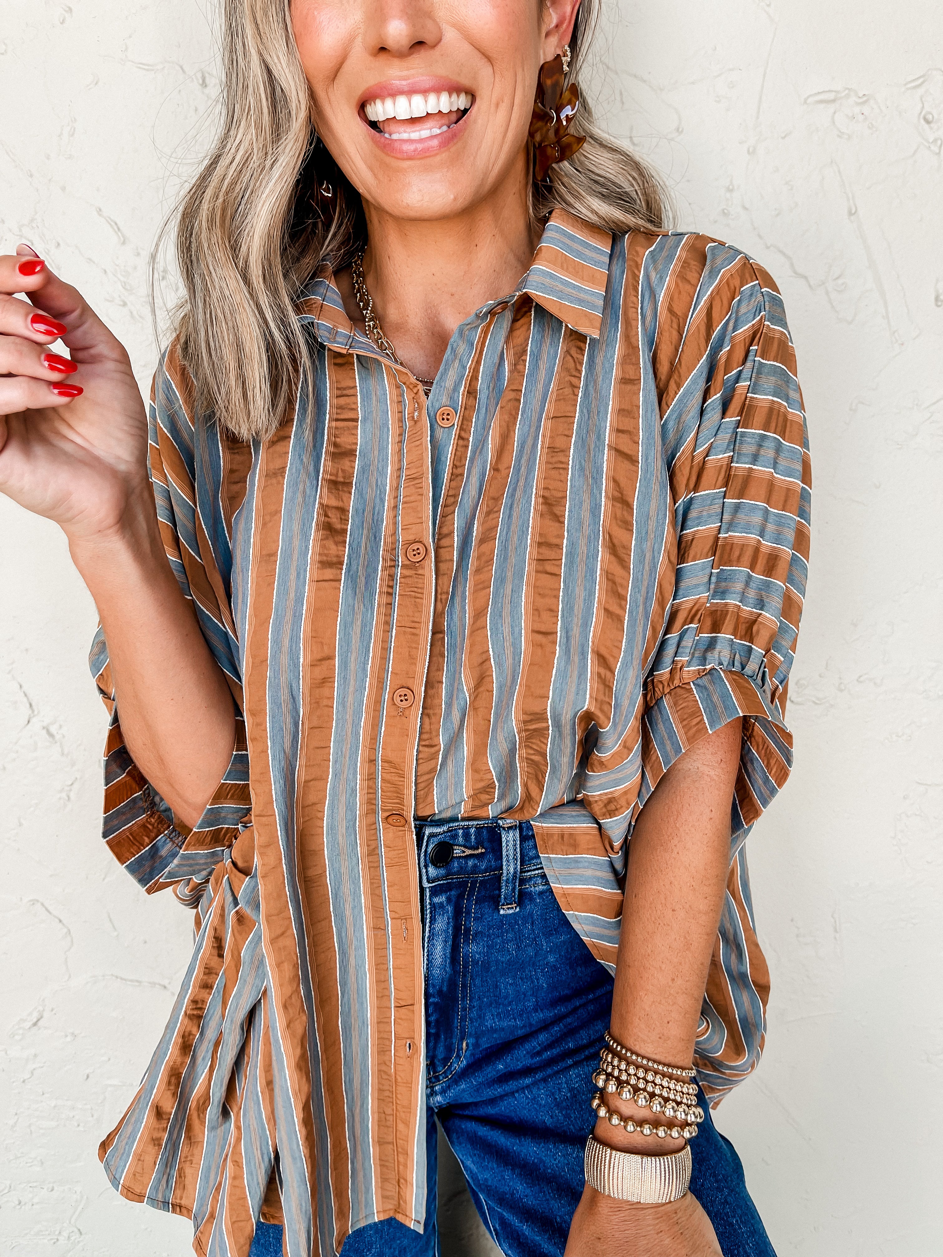 Make it Up Striped Oversized Top