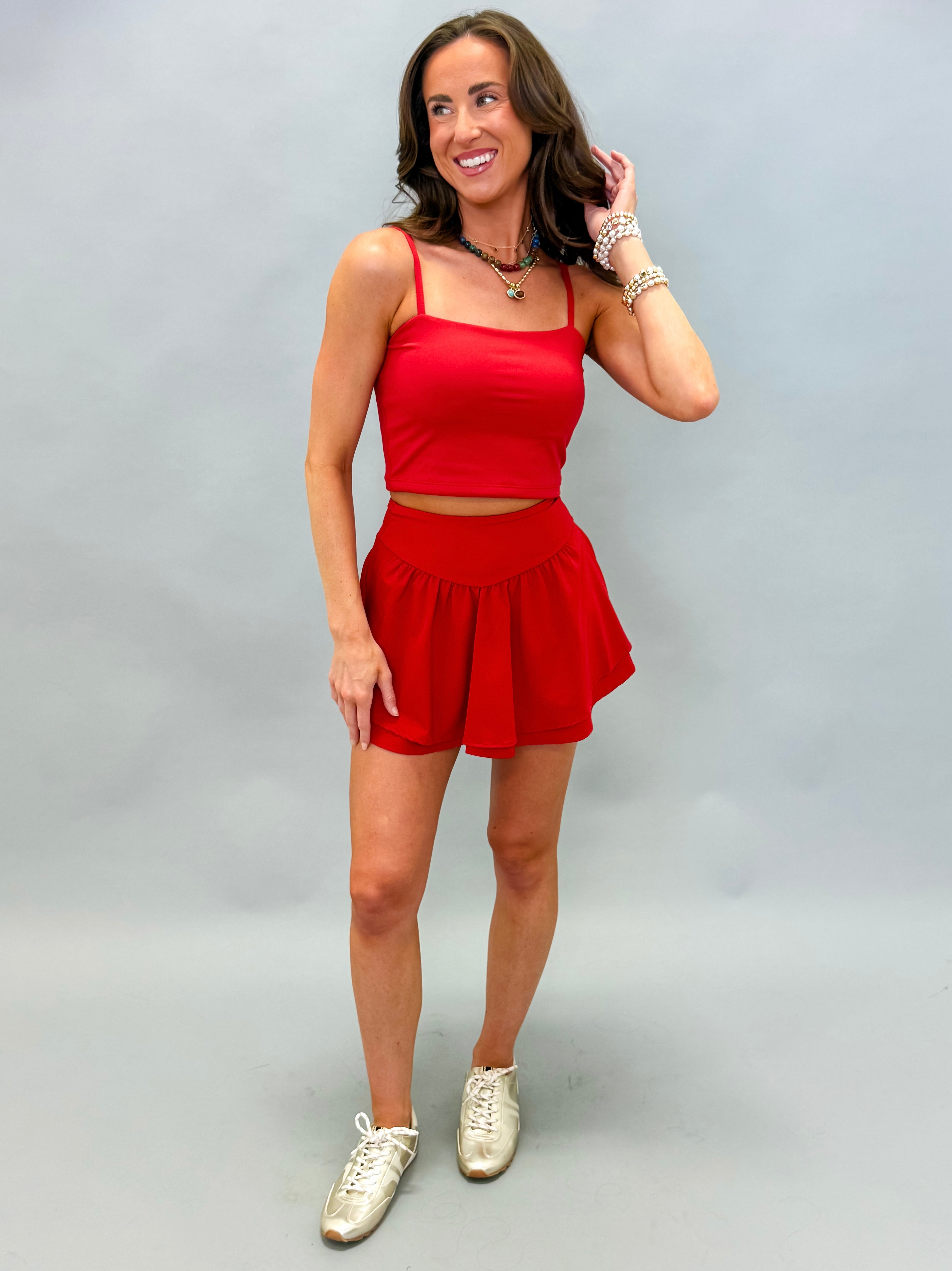 Mandy Straight Neck Cami-Cherry