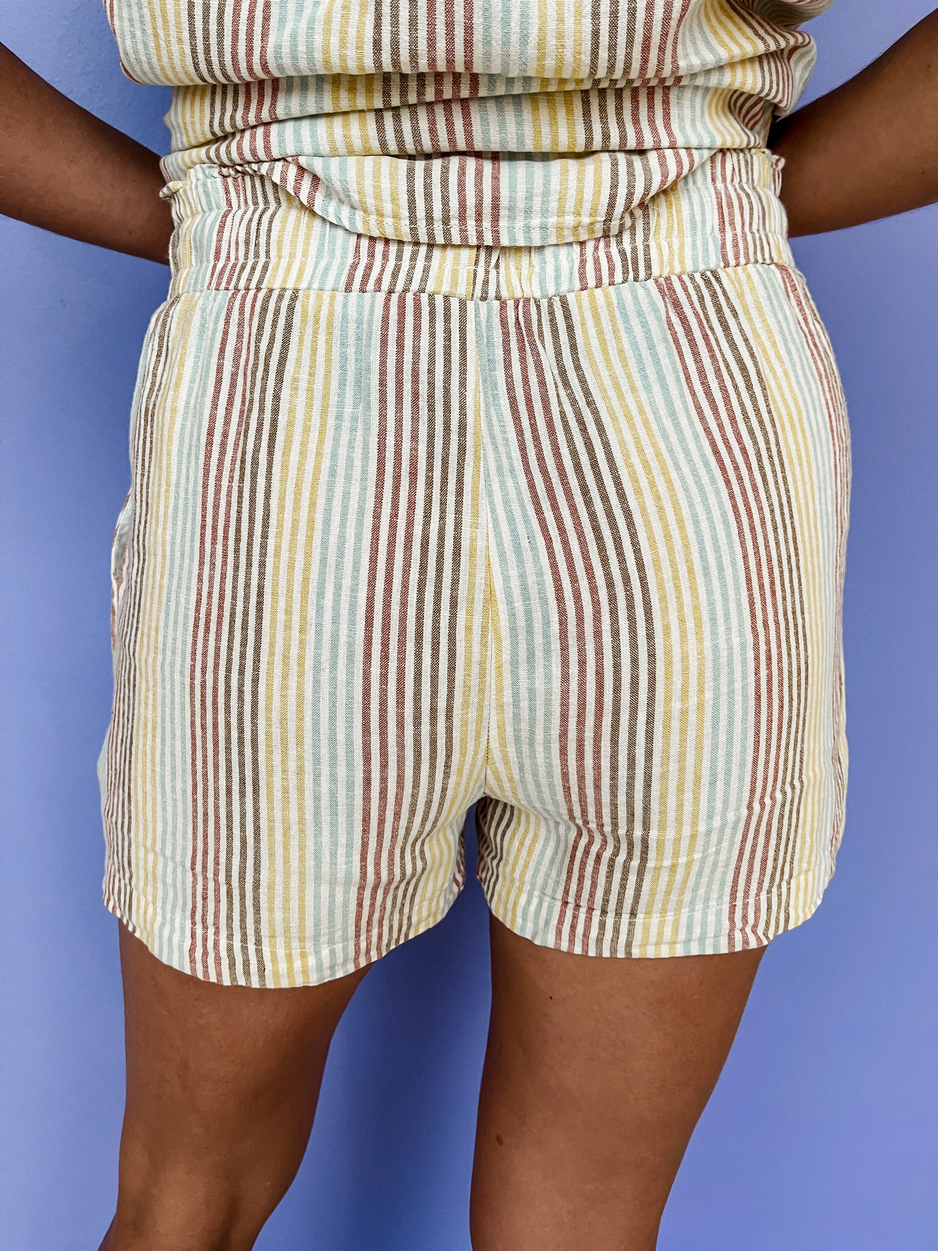 Maren Striped Elastic Waistband Shorts