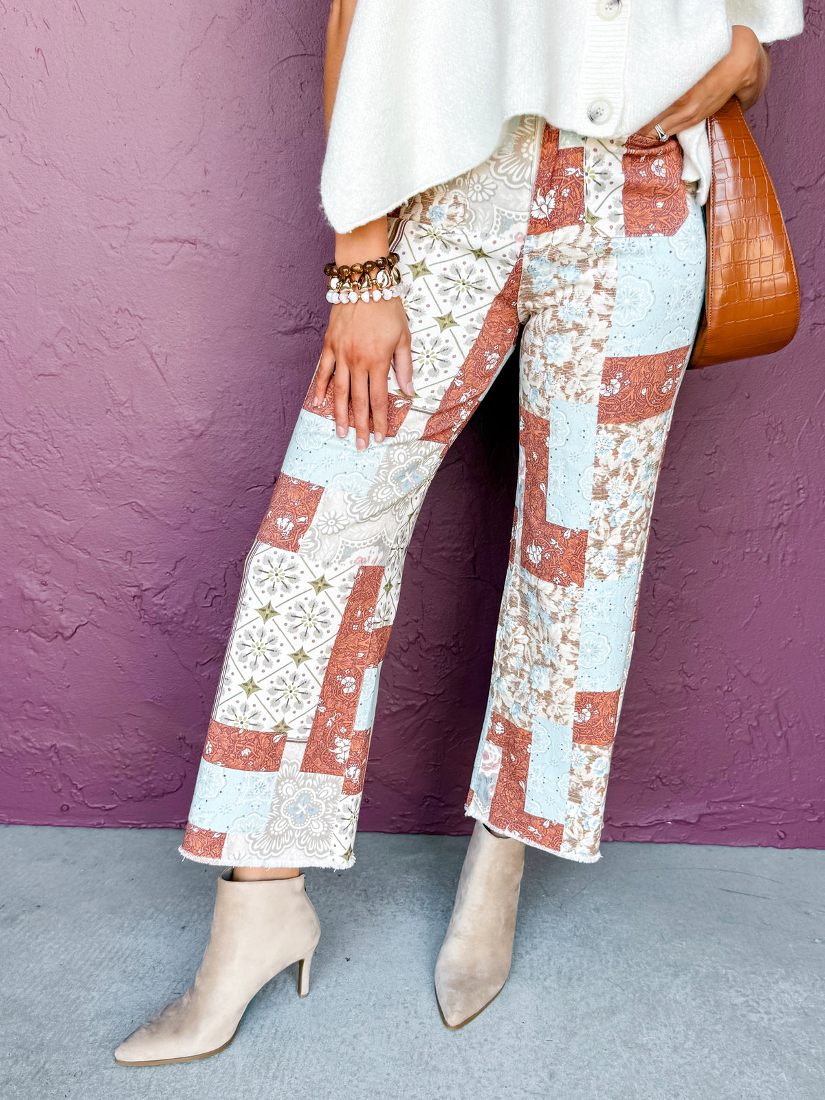 Marie Patchwork Wide-Leg Pants