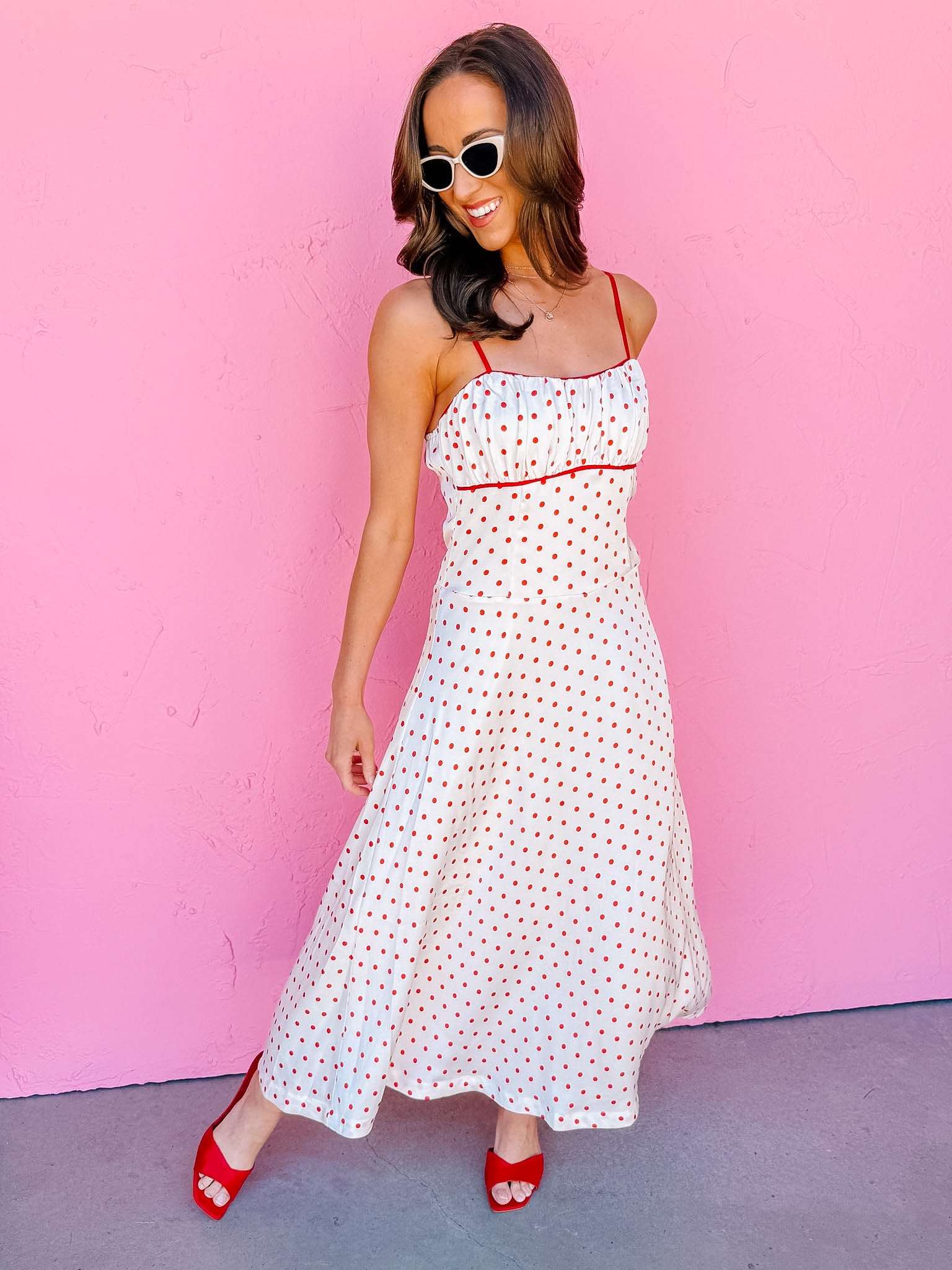Marisol Polka Dot Midi Dress Large