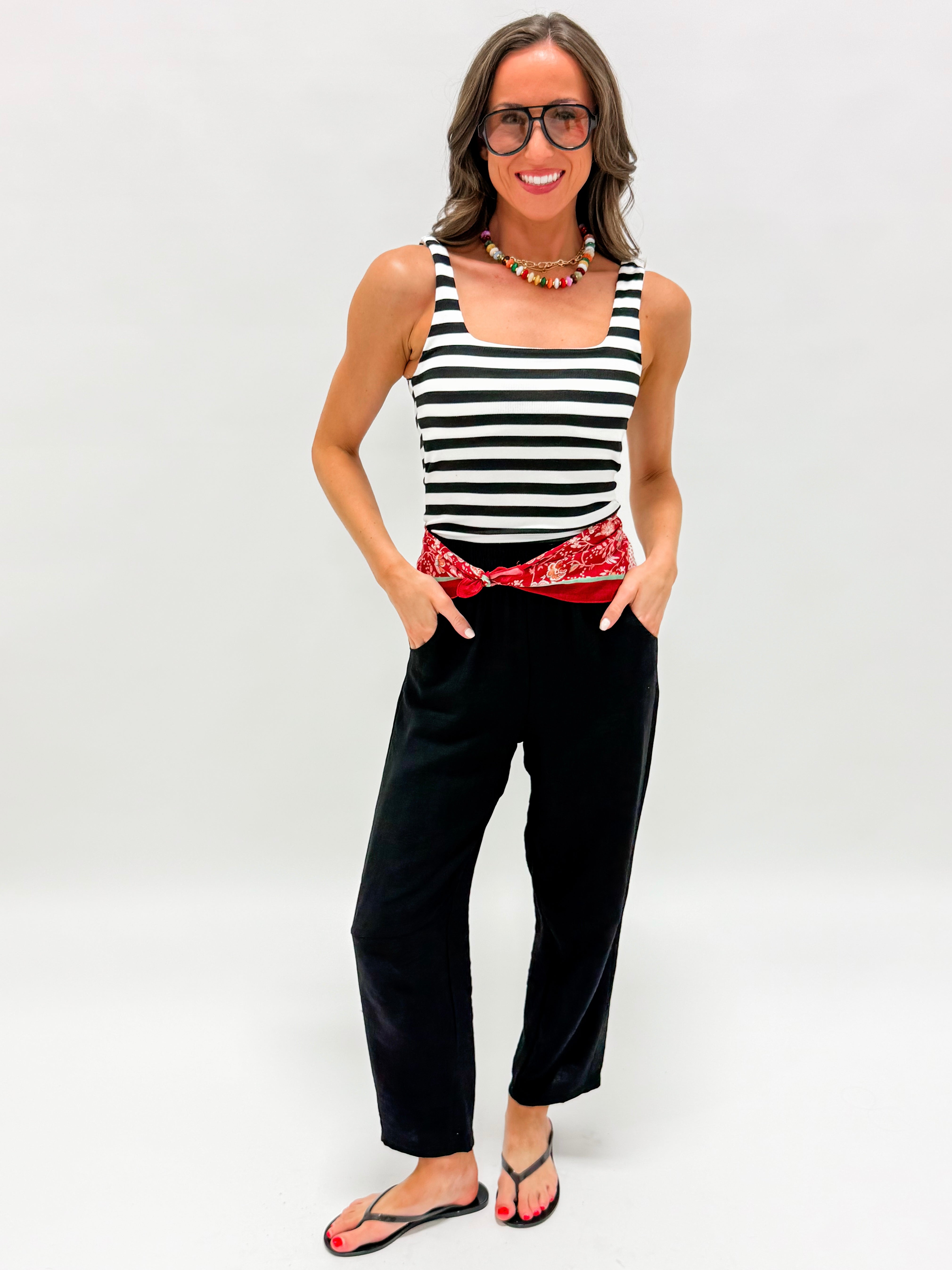 Marissa Scoop Neck Tank Top-Black