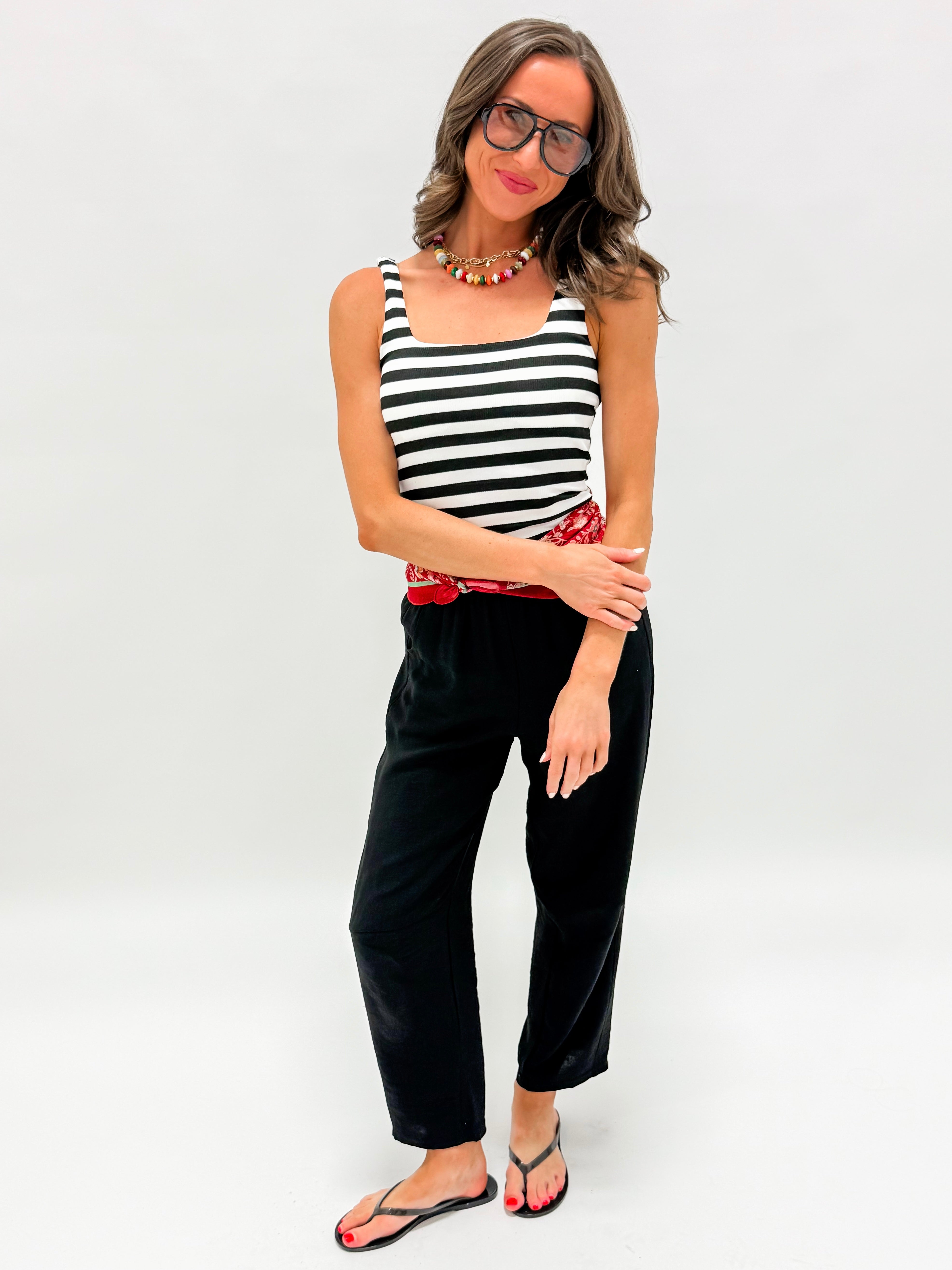 Marissa Scoop Neck Tank Top-Black