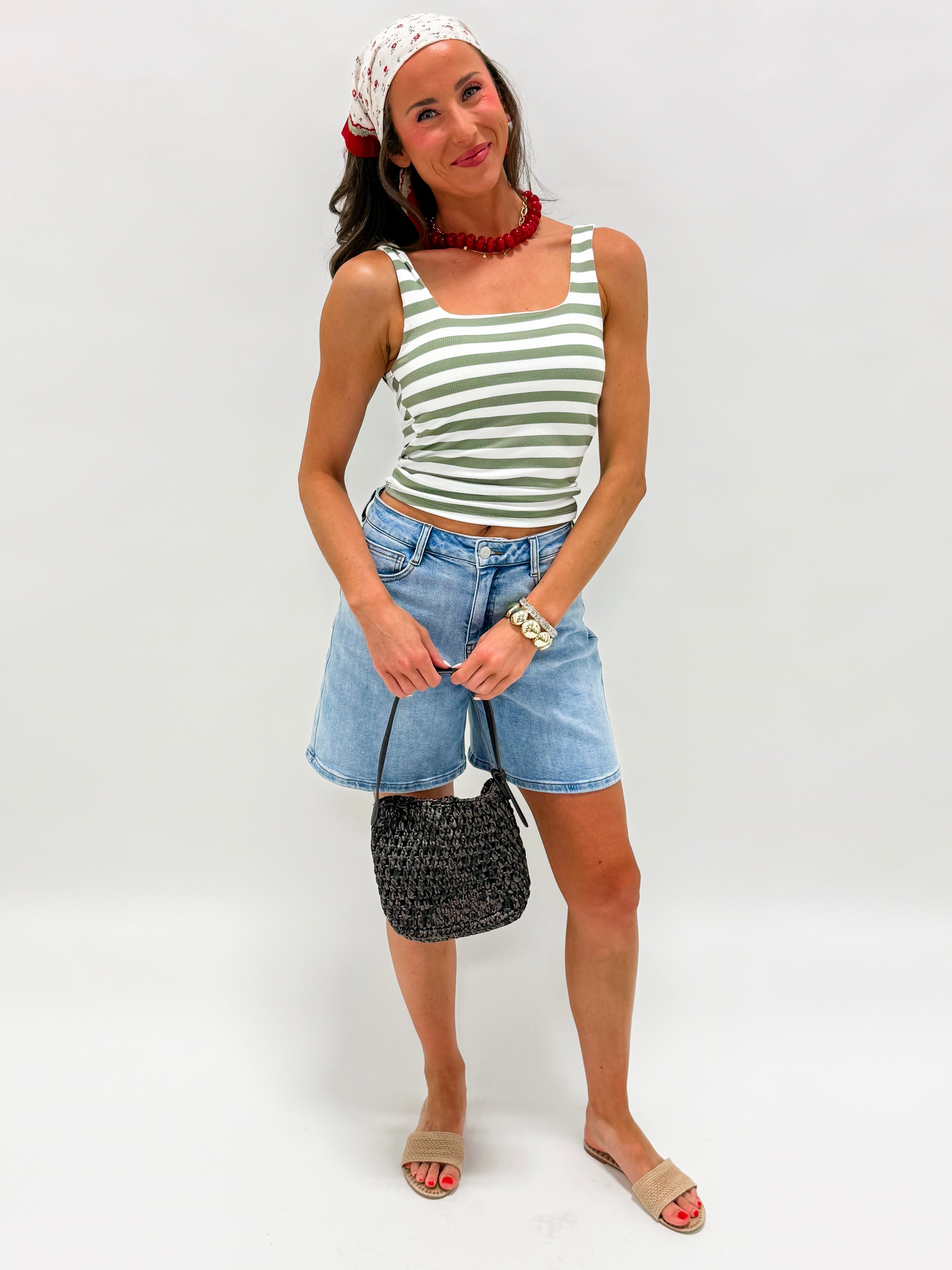 Marissa Scoop Neck Tank Top-Green