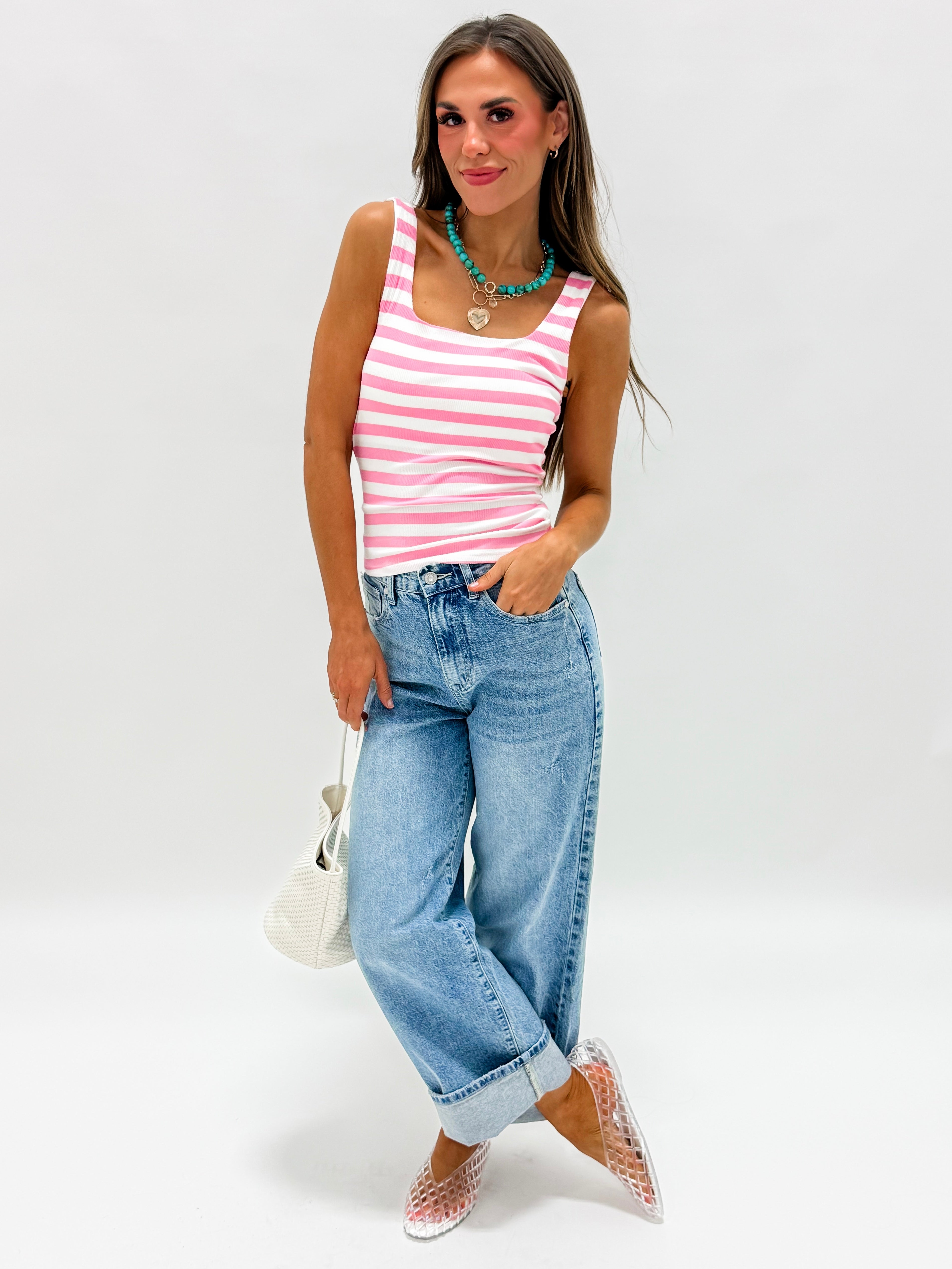 Marissa Scoop Neck Tank Top-Pink
