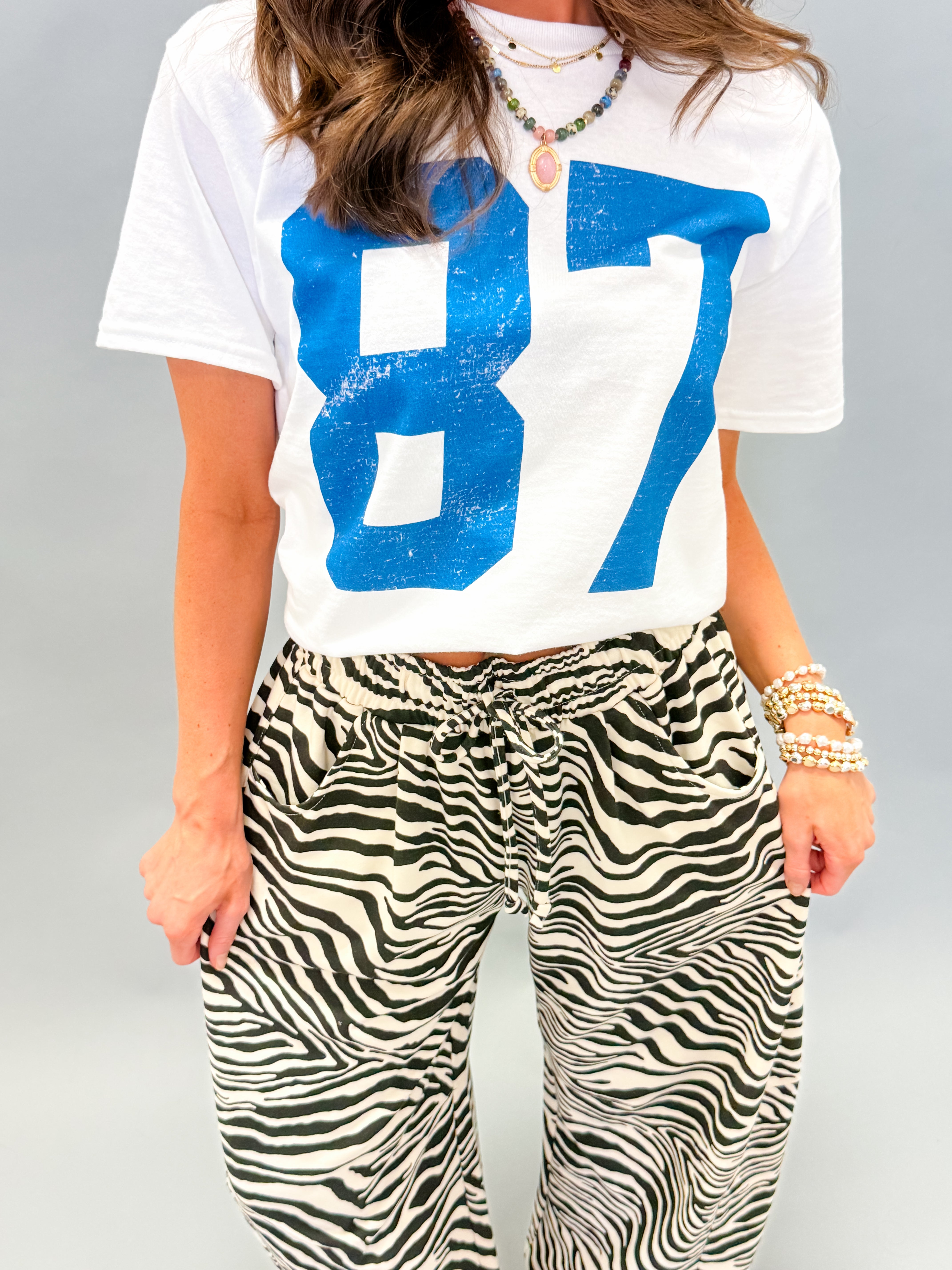 Marla Zebra Print Barrel Leg Pants-Black/Tan