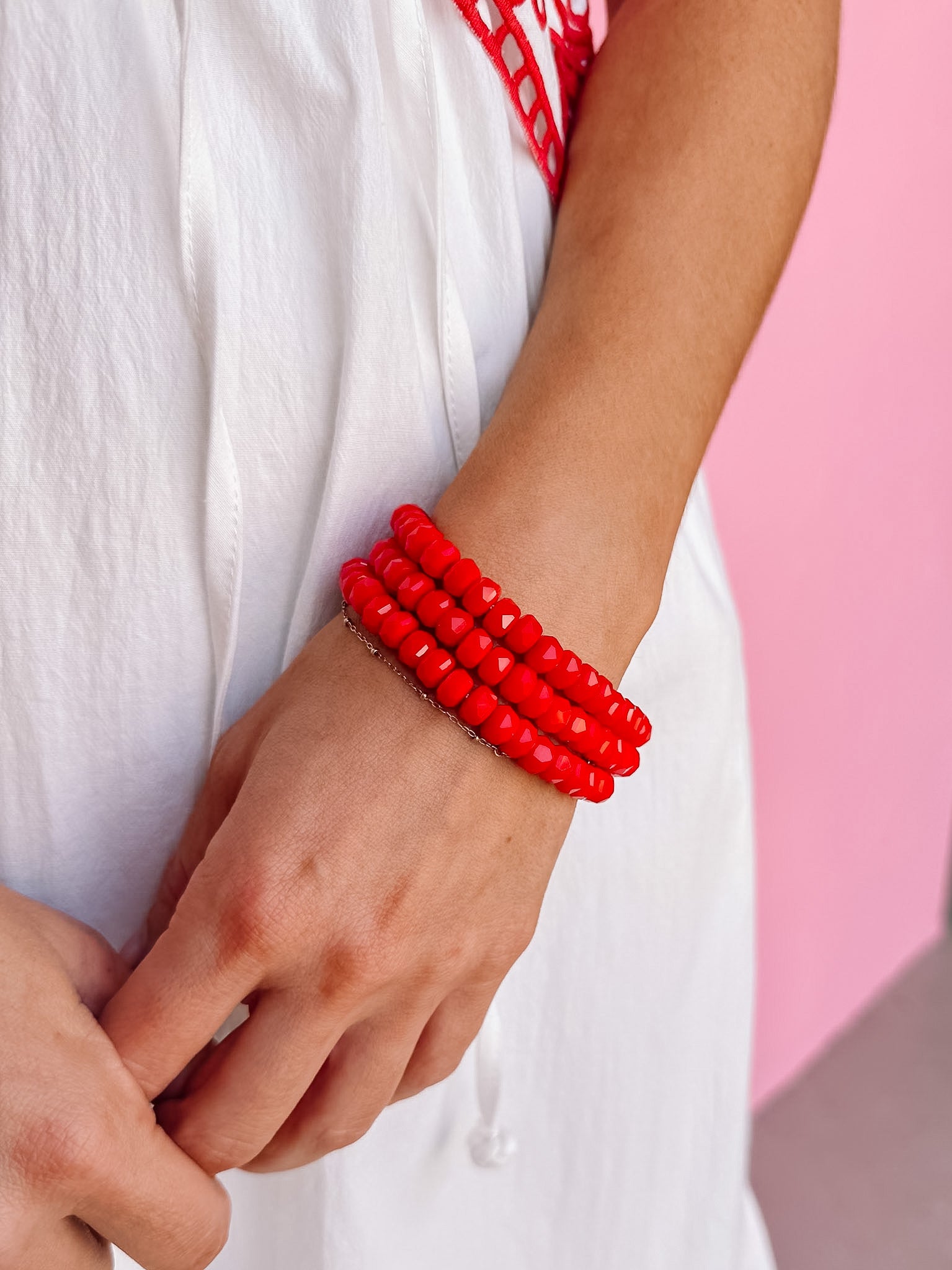 Marsha Beaded Bracelet Set-Red