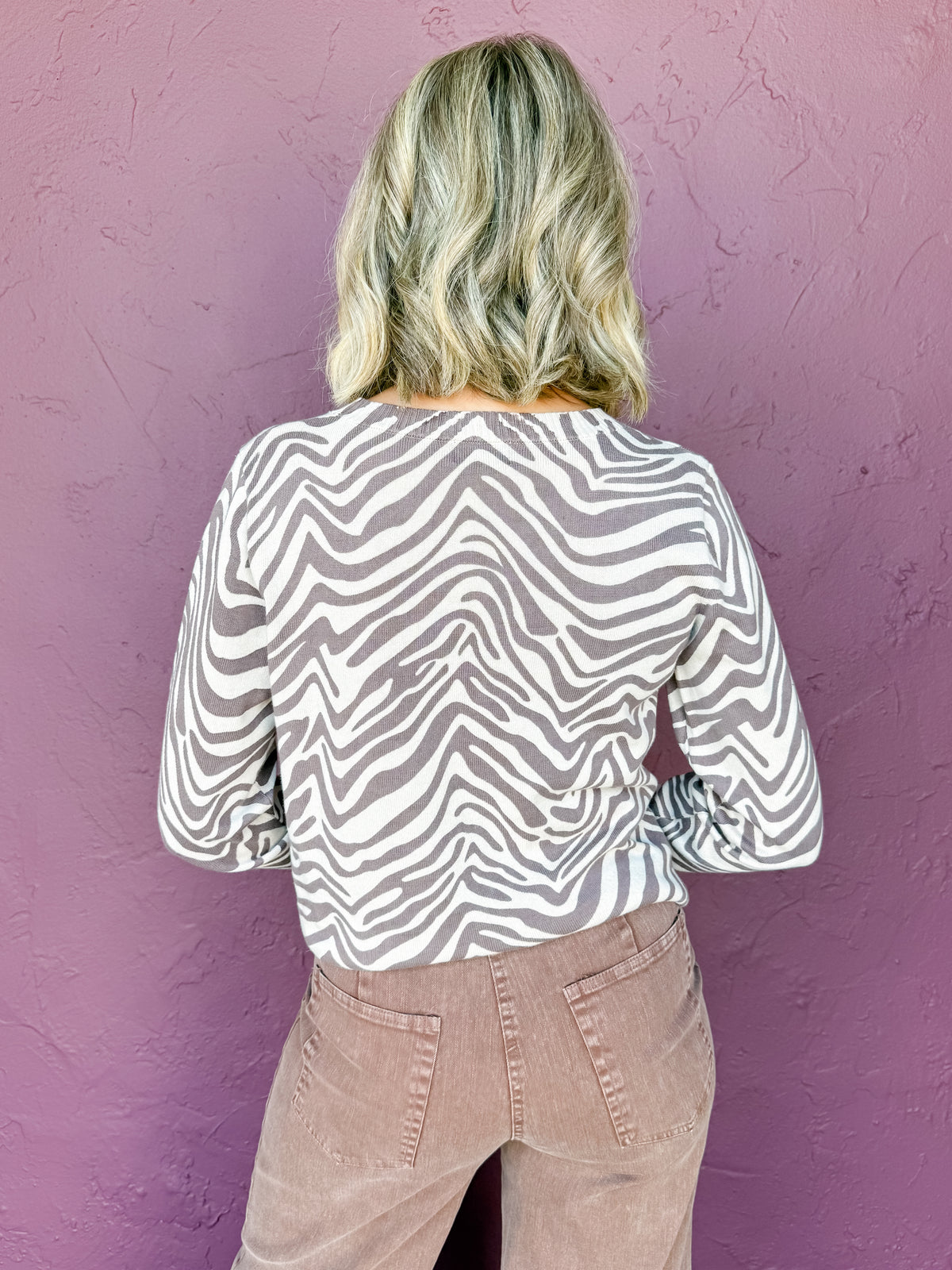 Marty Brown Zebra Print Sweater