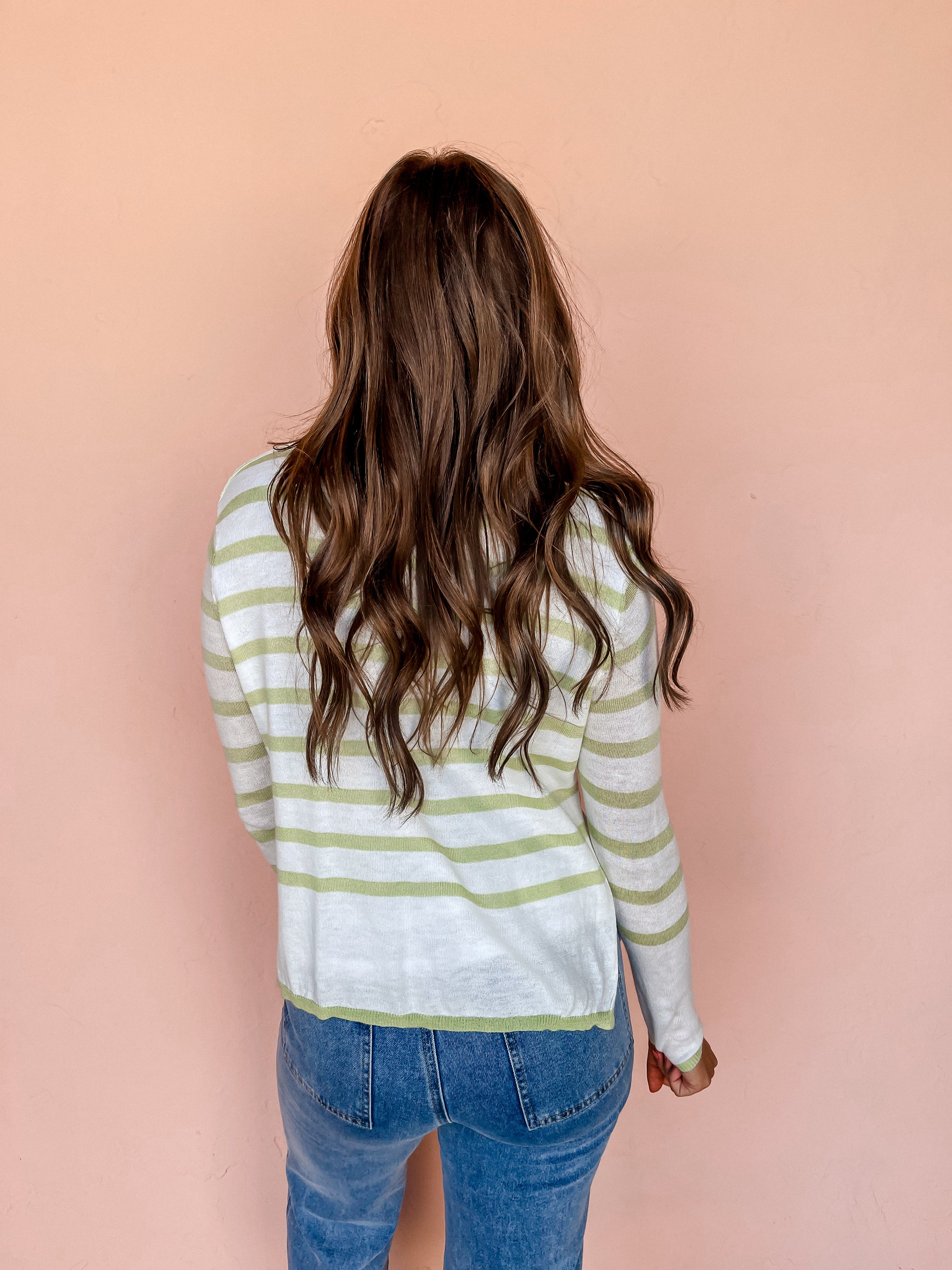 Matched Up Striped Illusion Sweater-Honeydew