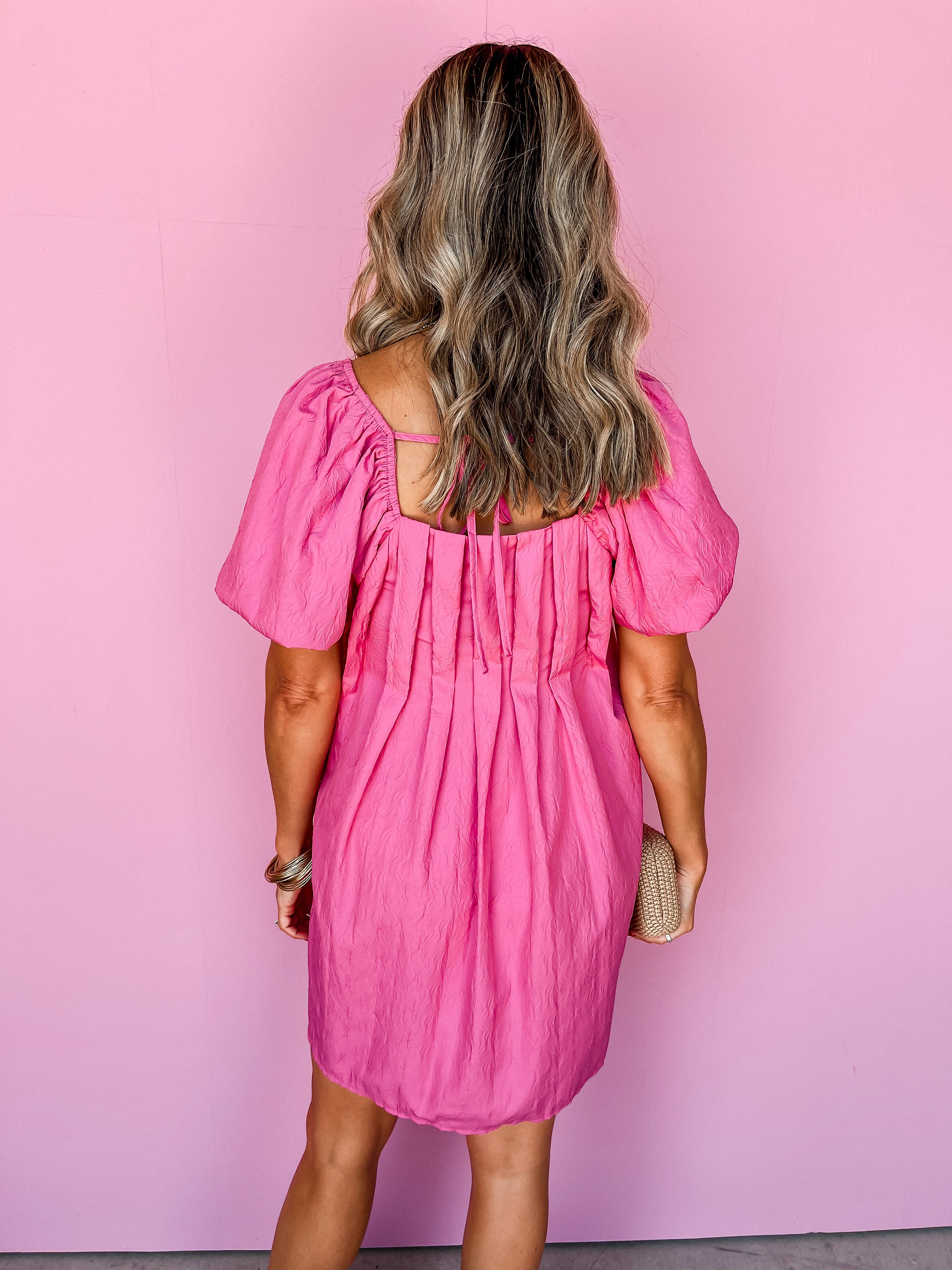 Means A Lot Puff Sleeve Mini Dress-Pink