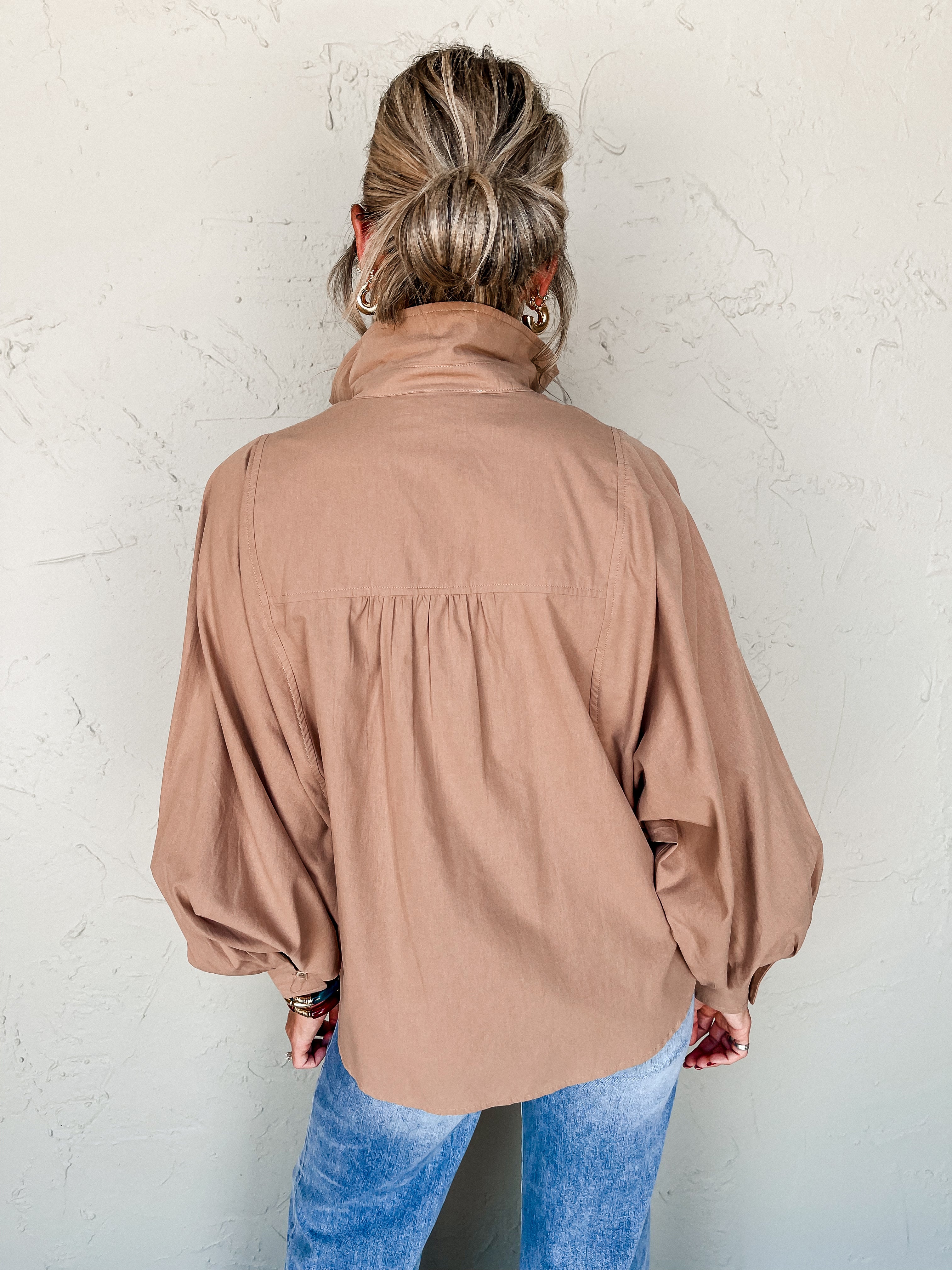 Meant To Appeal Button Front Top-Mocha