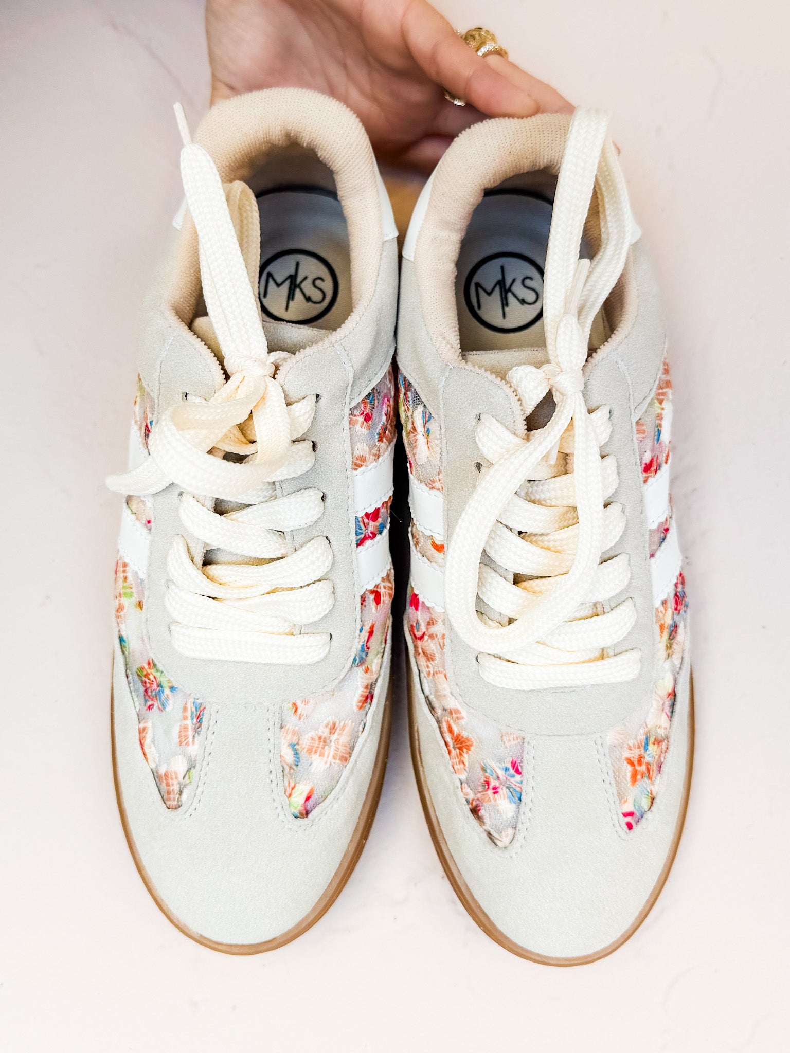 Melanie Floral Lace Up Sneakers