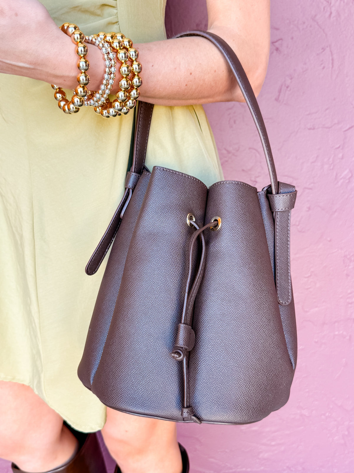 [Melie Bianco] Laguna Chocolate Vegan Leather Top Handle Bag