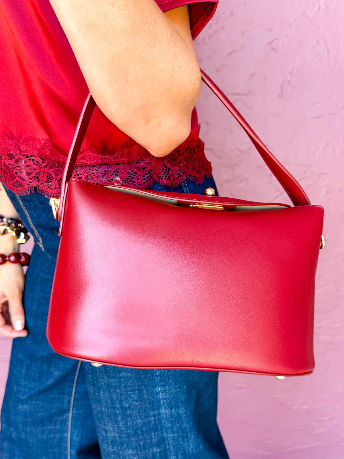 [Melie Bianco] Lana Burgundy Vegan Leather Crossbody Bag