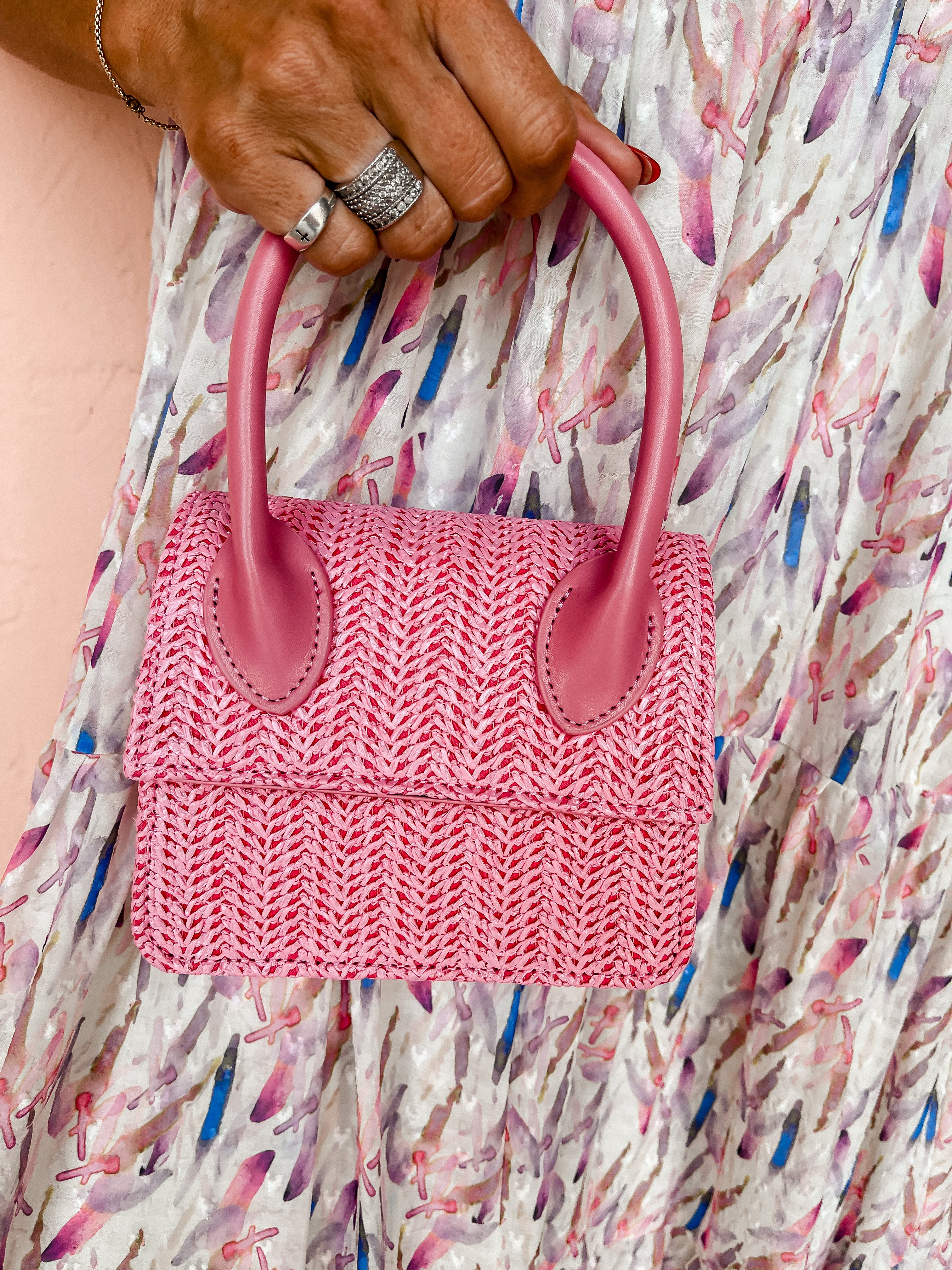 [Melie Bianco] Tyla Mini Straw Bag-Pink