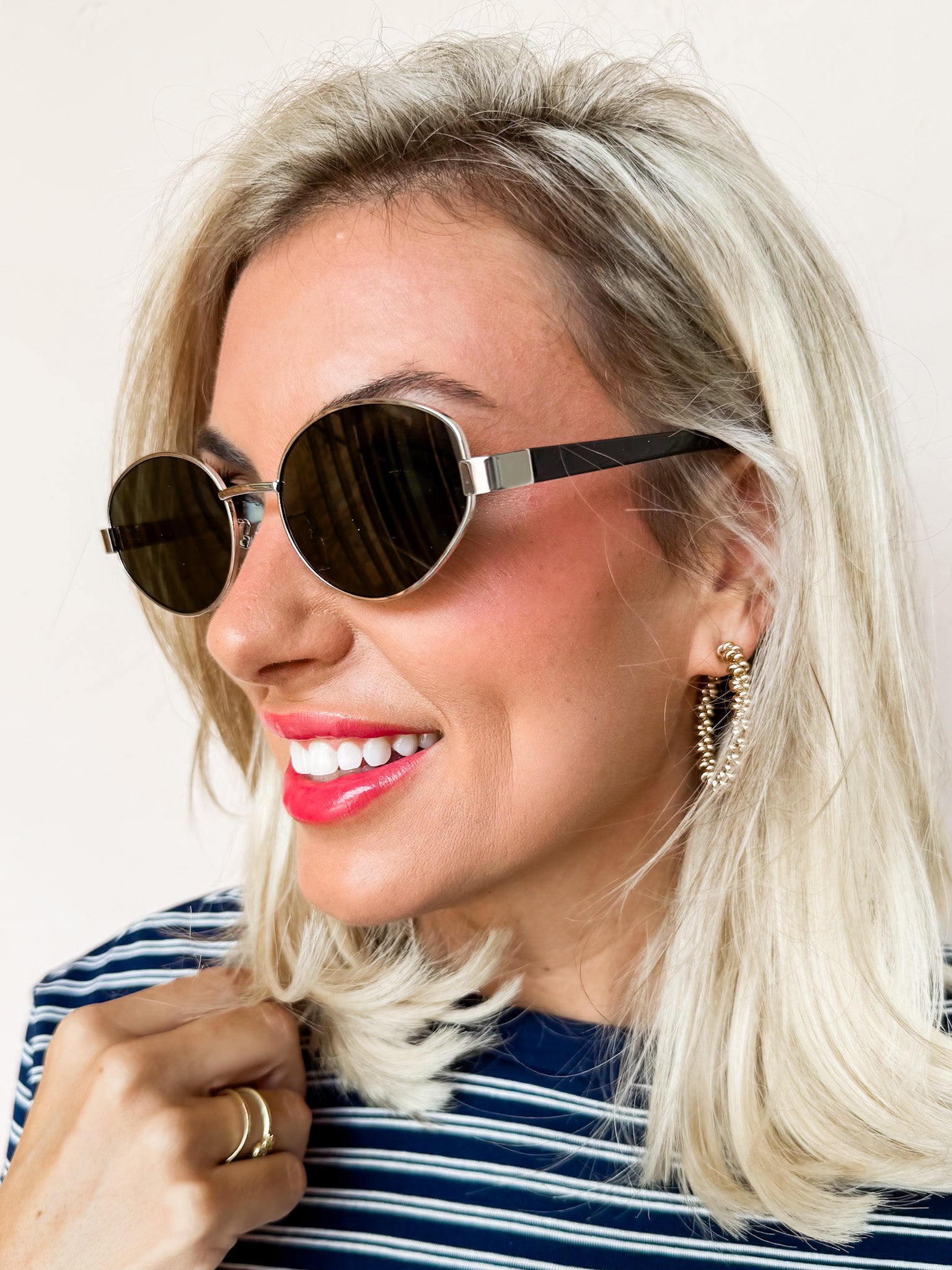 Melrose Sky Oval Lens Sunglasses-Brown/Silver