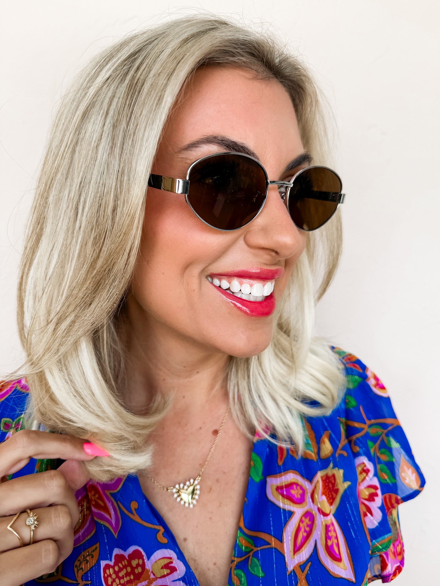 Melrose Sky Oval Lens Sunglasses-Brown/Silver