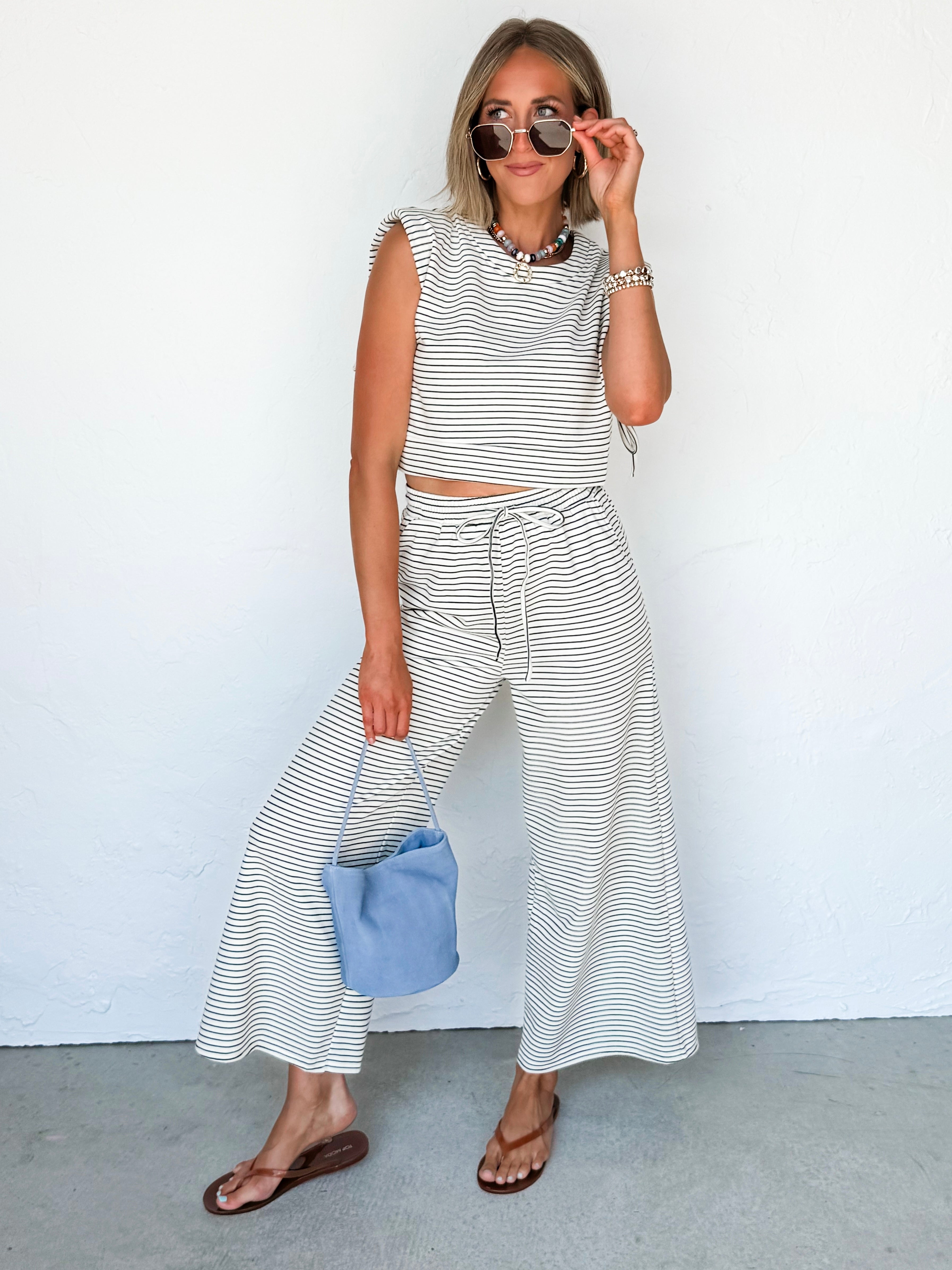 Merritt Striped Side Tie Top