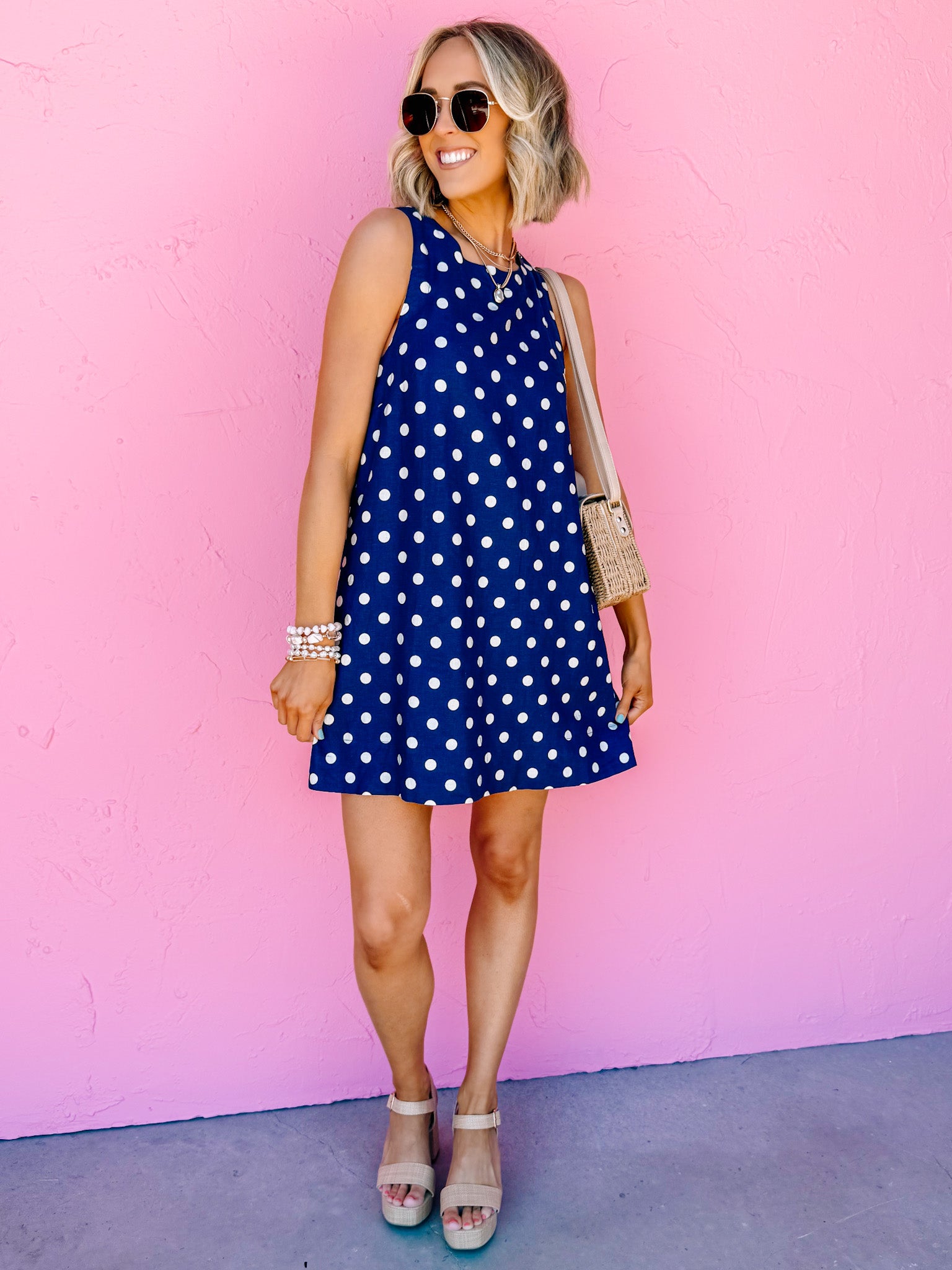 Misty Polka Dot Shift Dress