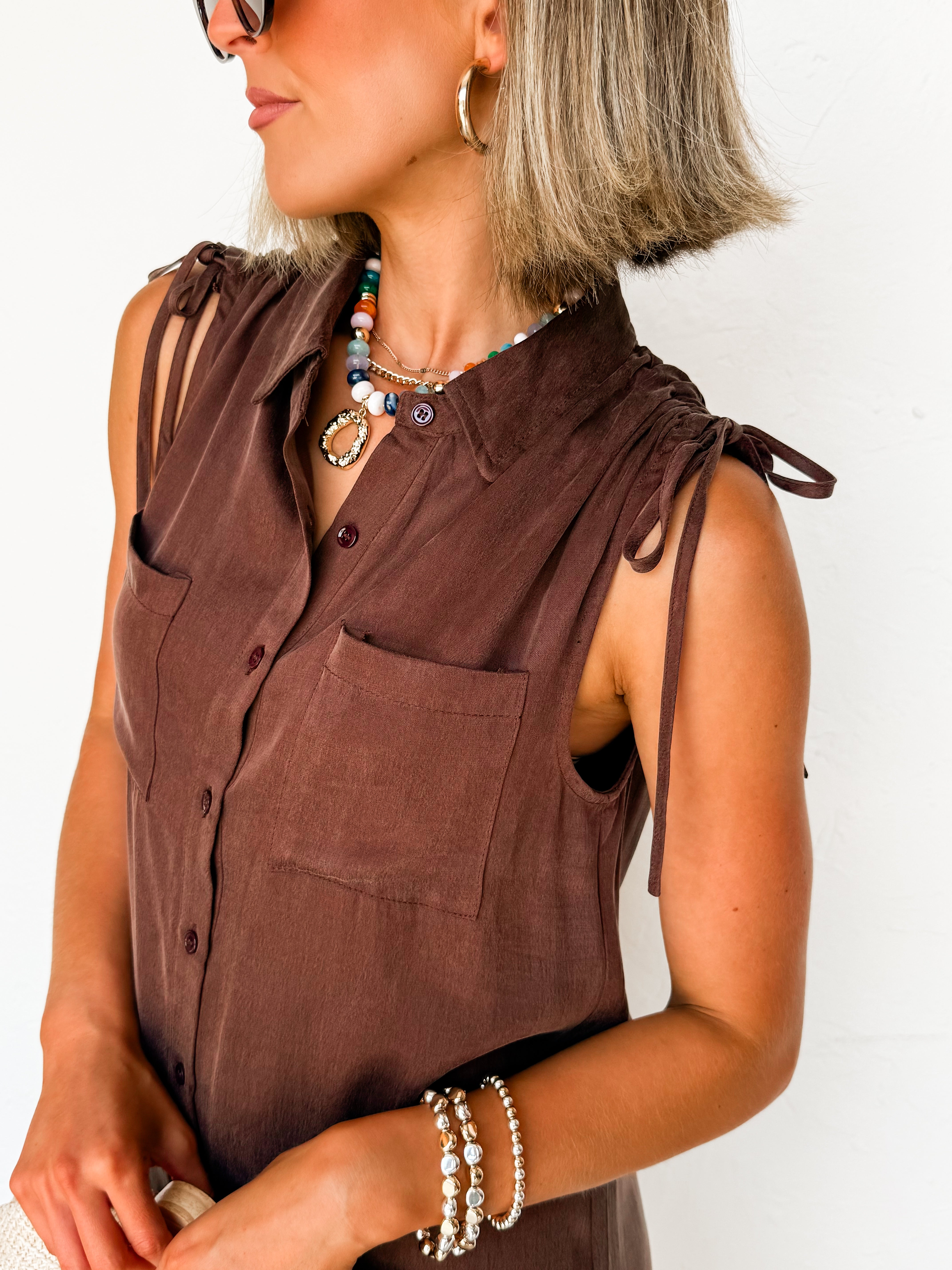 Misty Sleeveless Shirt Dress