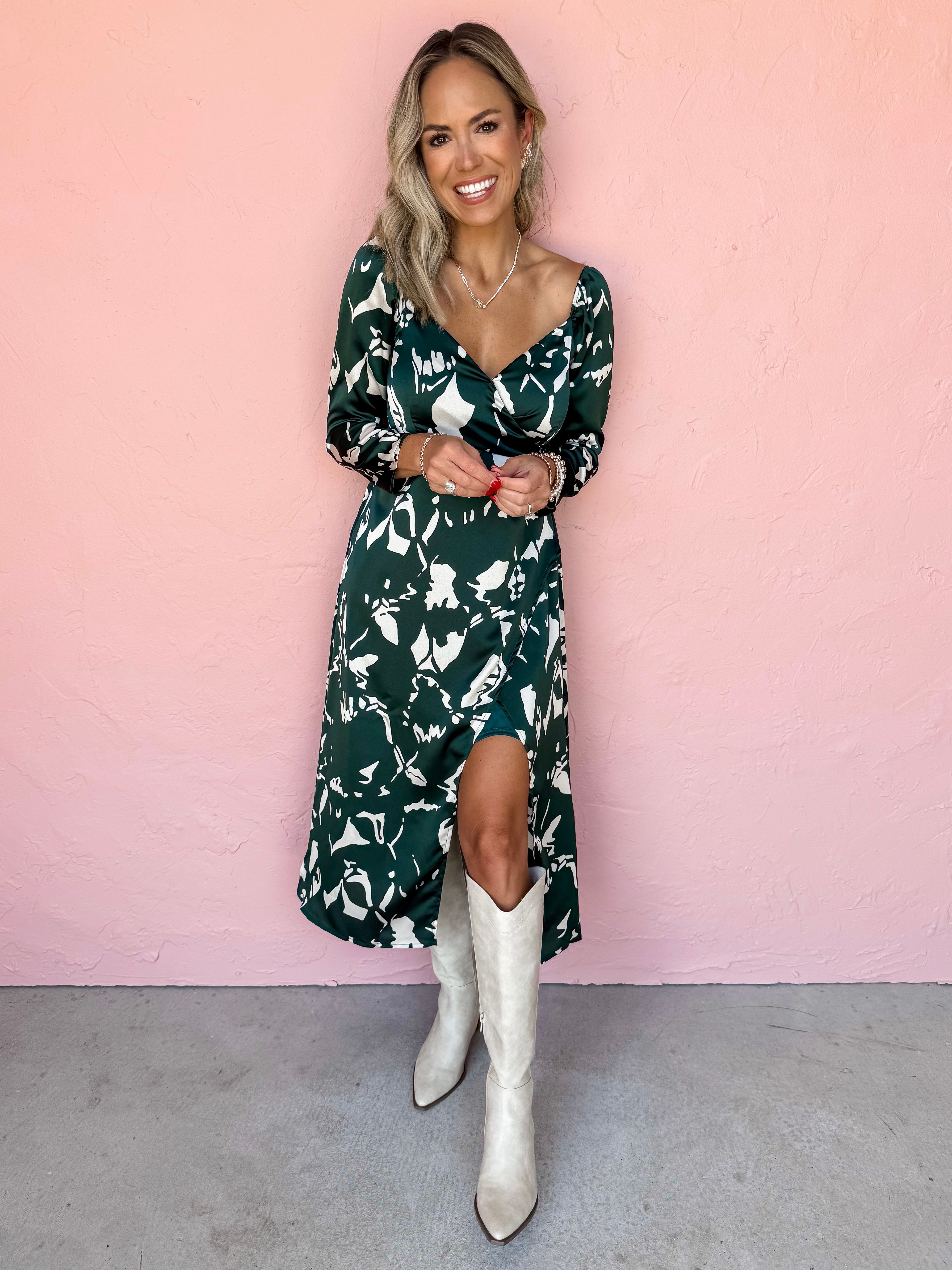 Moments Of Clarity Wrap Midi Dress