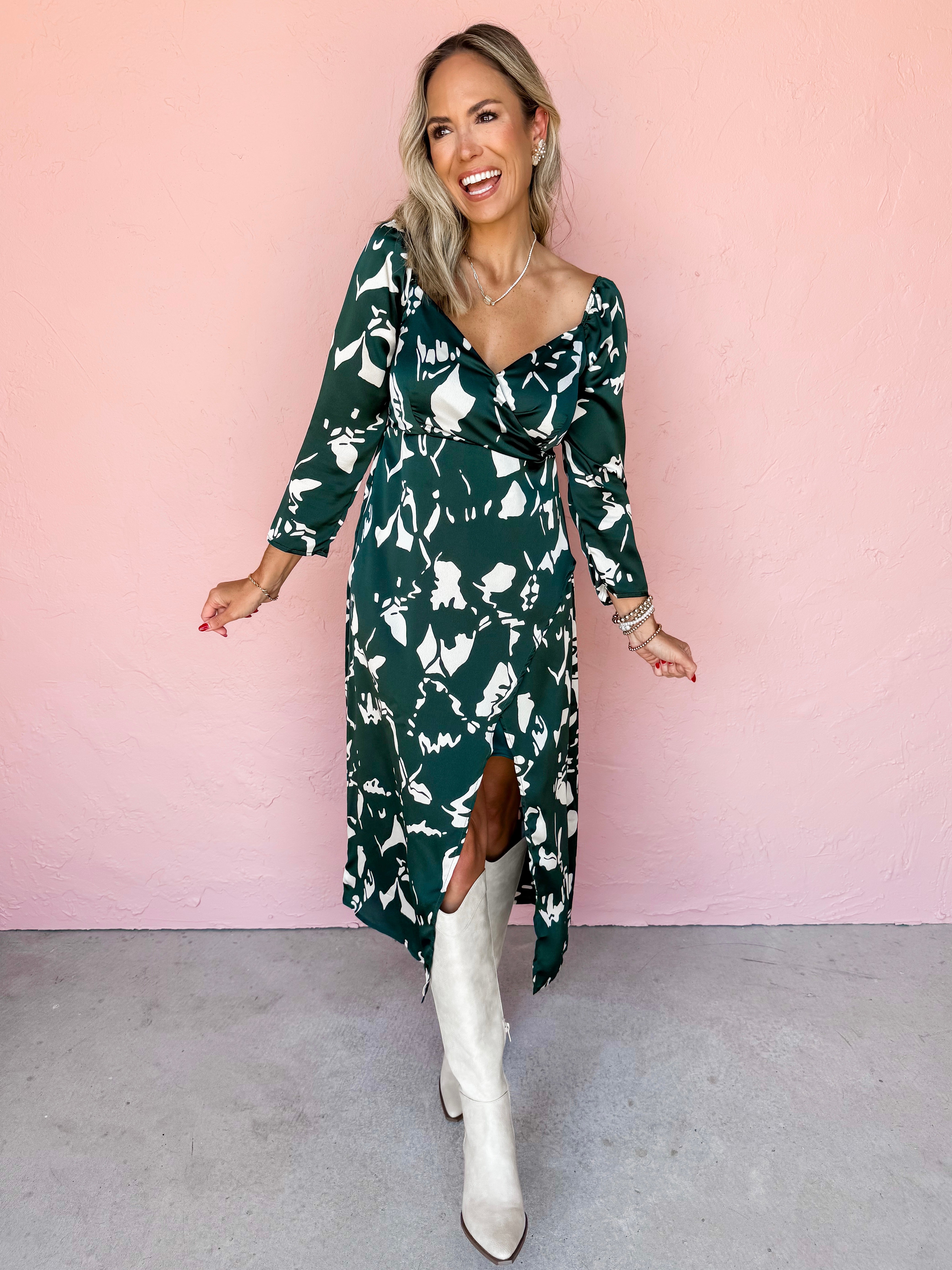 Moments Of Clarity Wrap Midi Dress