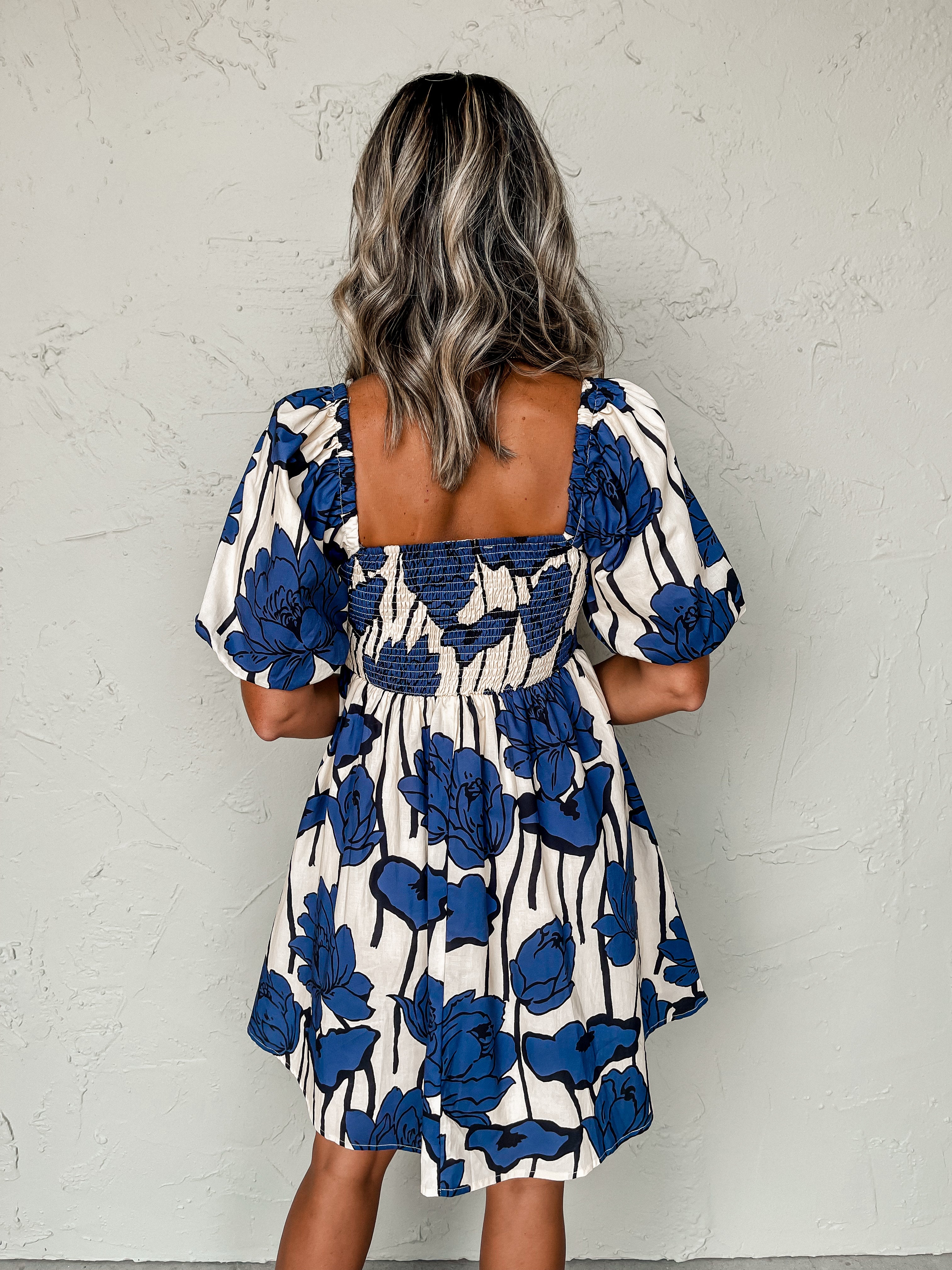 Moments Of Joy Floral Mini Dress-Navy