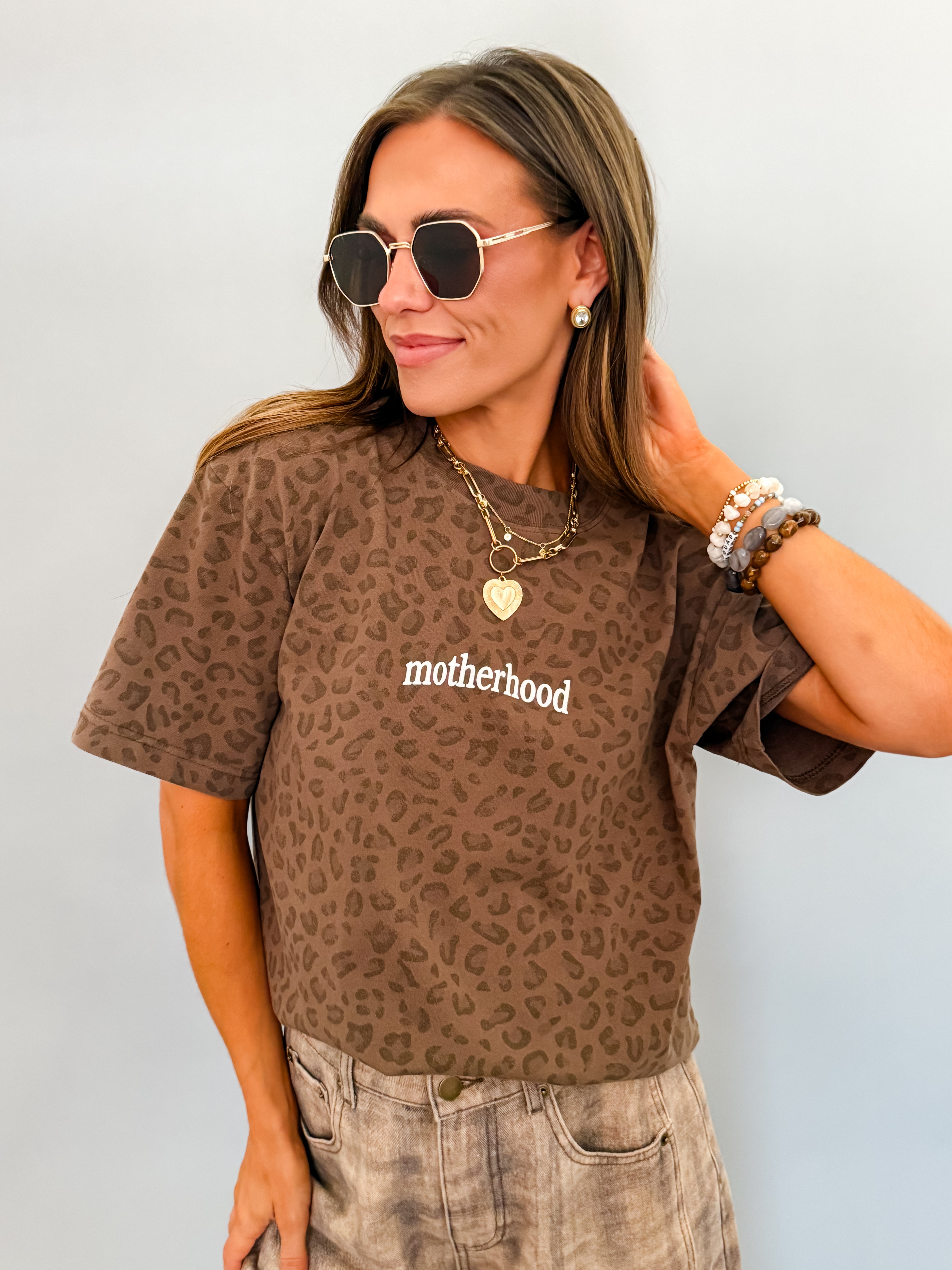 Motherhood Leopard Graphic Tee