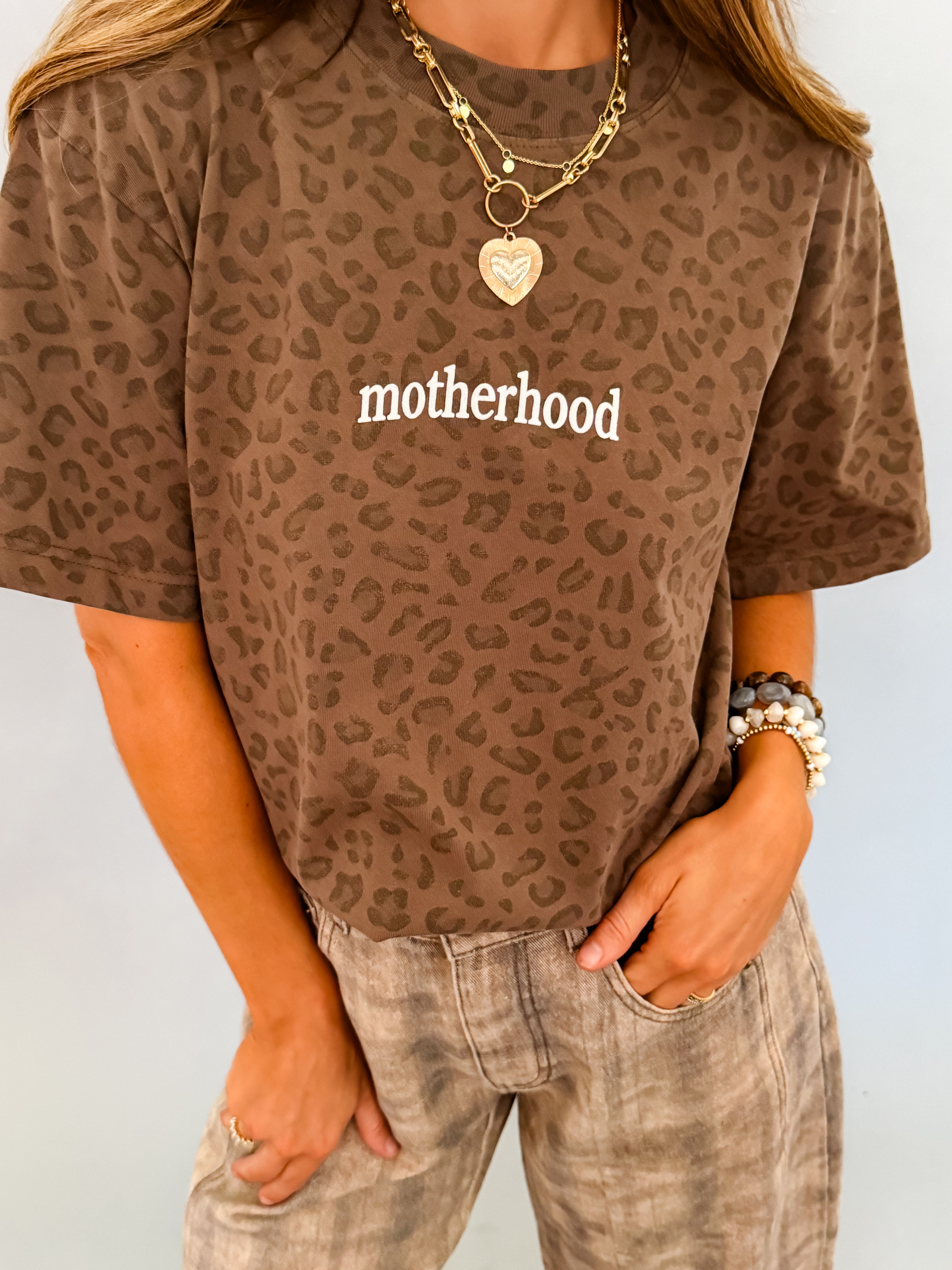 Motherhood Leopard Graphic Tee