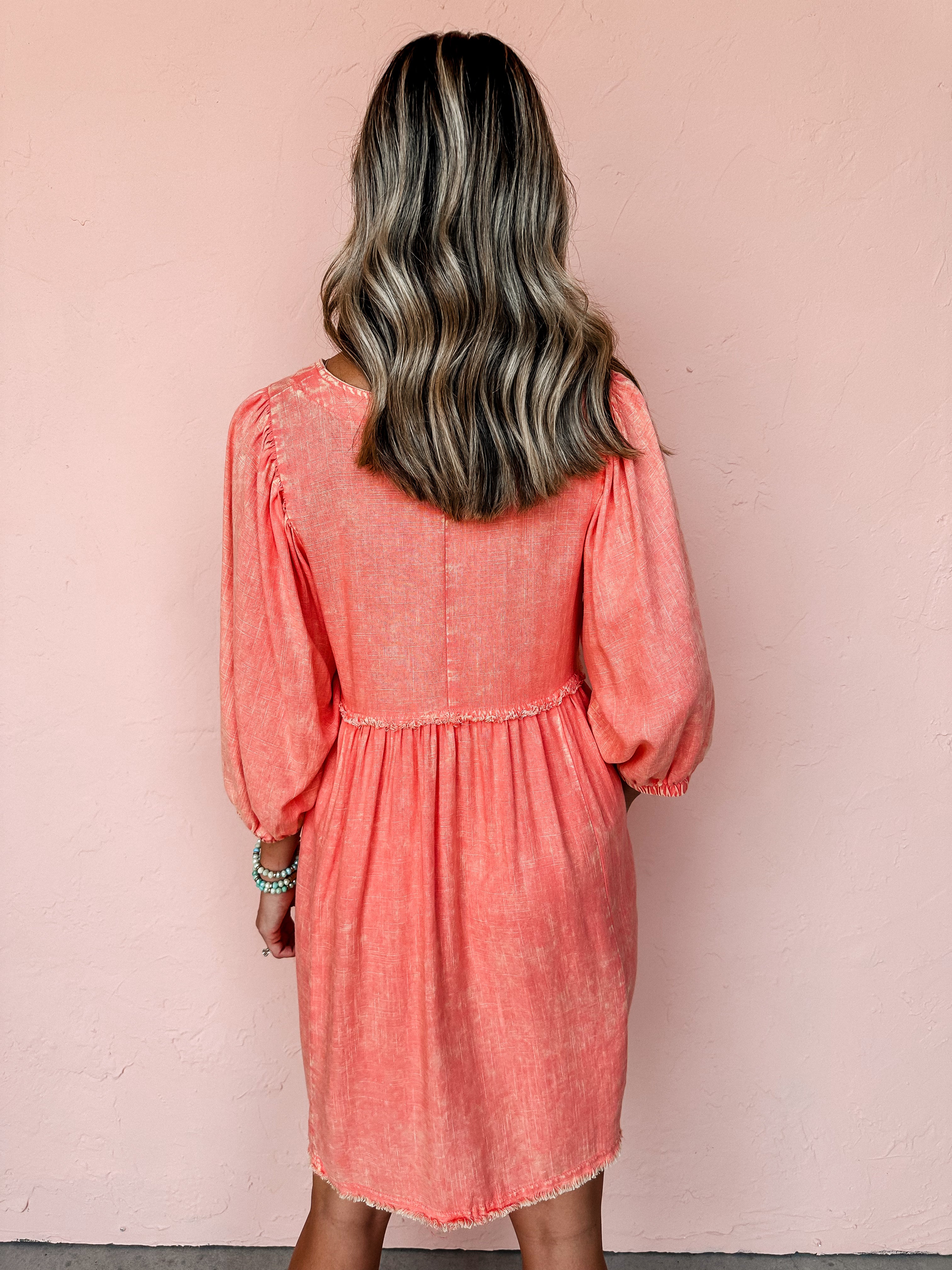 Moving On Washed Linen Babydoll Dress