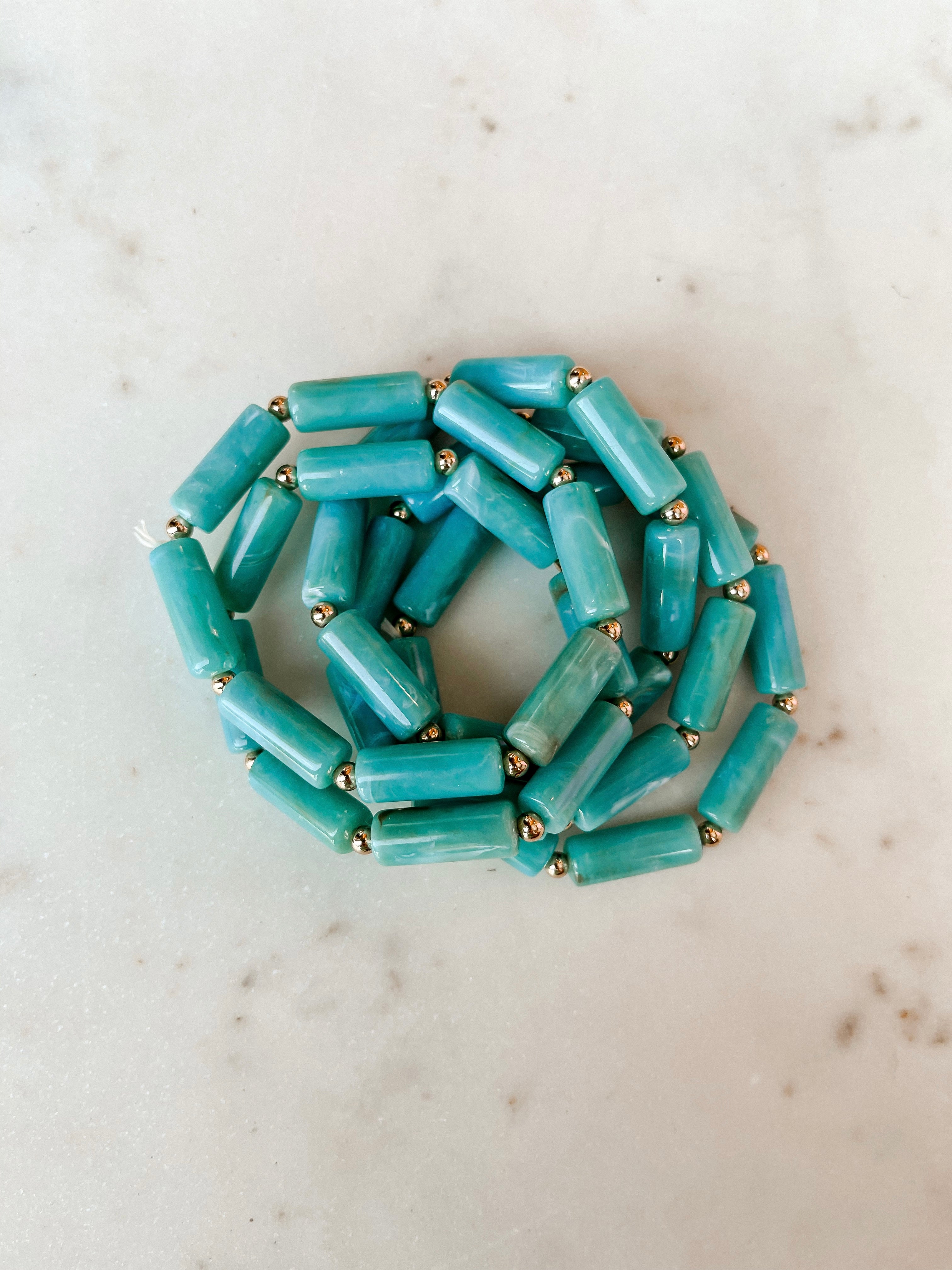 My Fun Side Beaded Stretch Bracelet-Turquoise