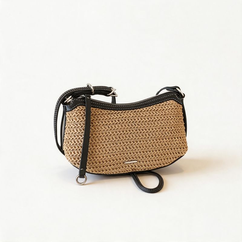 Hazel Straw Shoulder Bag-Natural