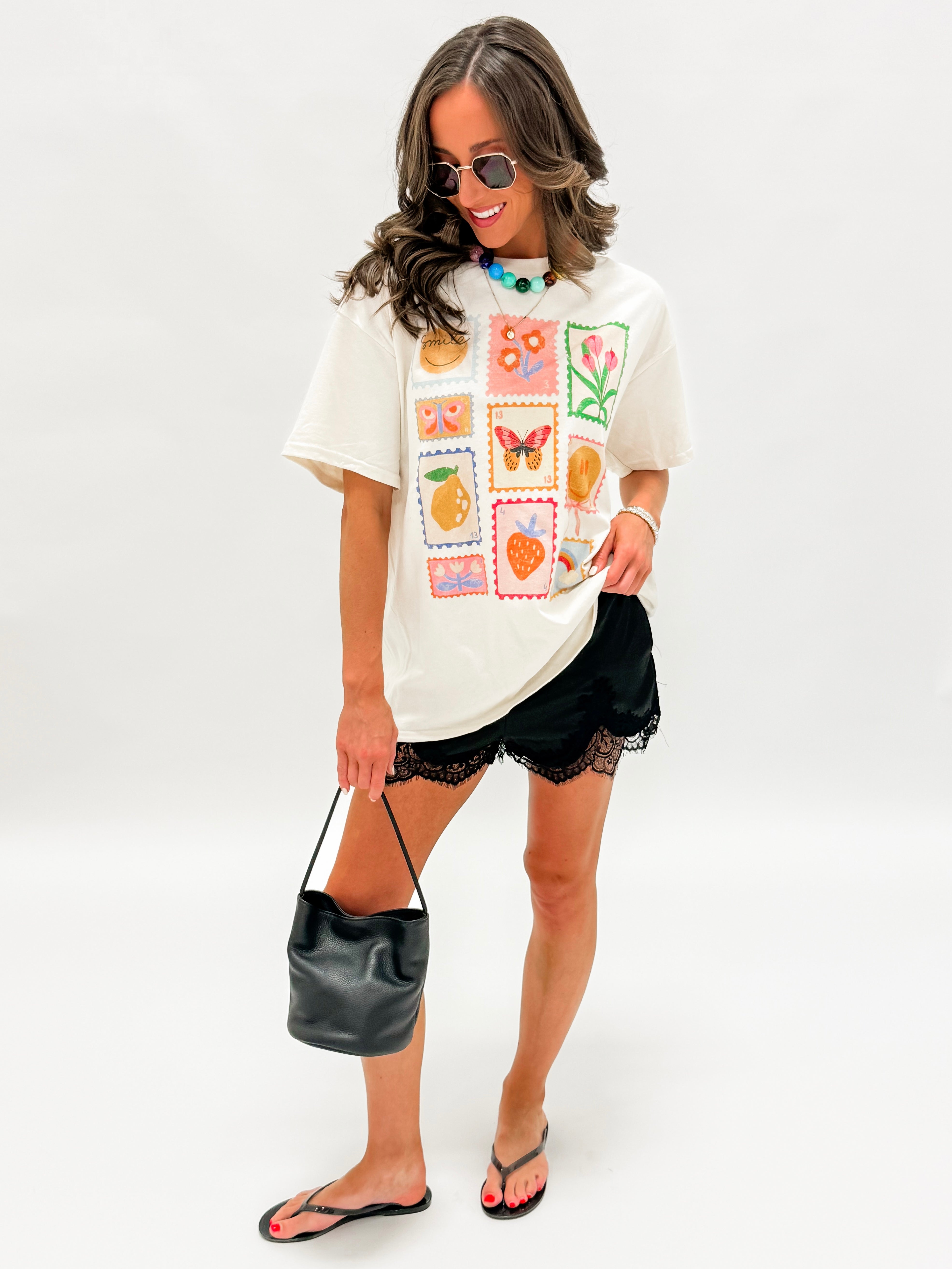 Nahla Satin Lace Trim Lounge Shorts-Black