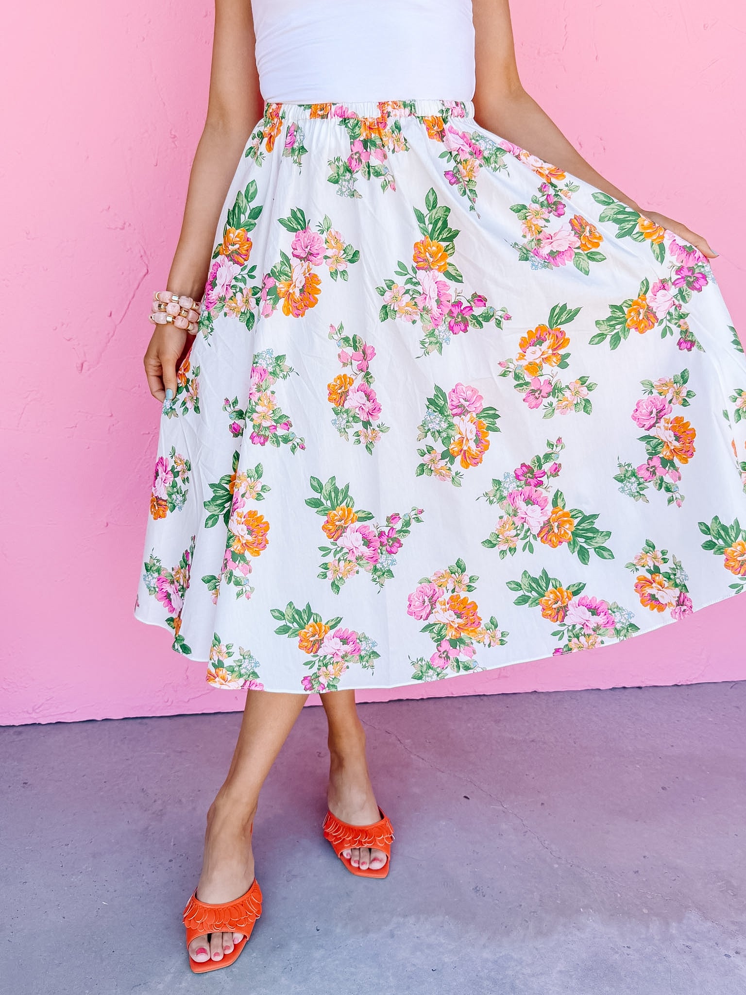 Naomi Pleated Floral Skirt