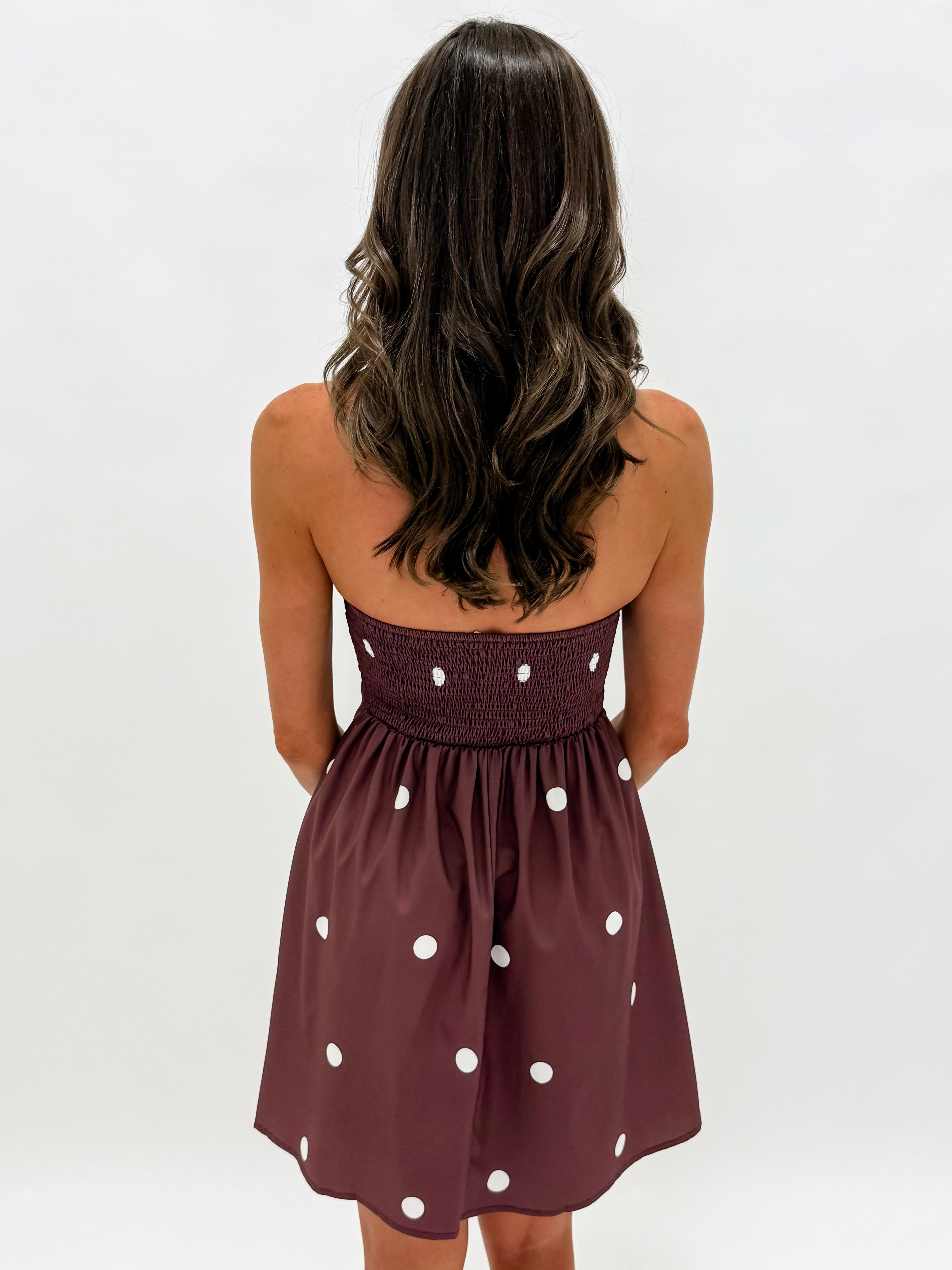 Nellie Polka Dot Strapless Mini Dress