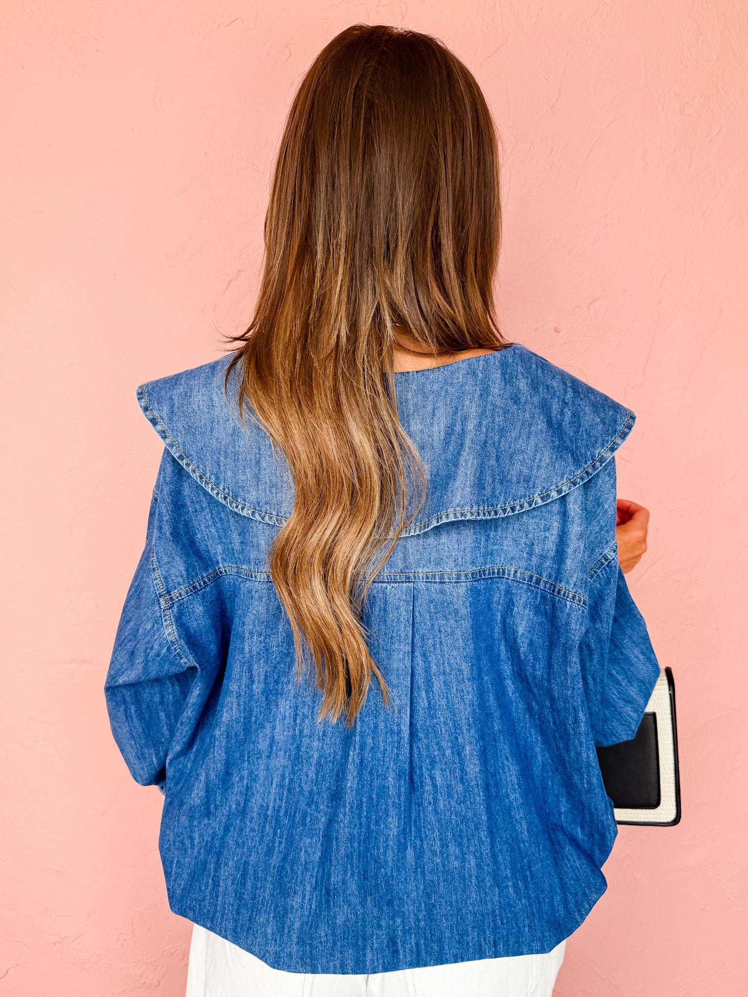 Neverland Peter Pan Collared Button Front Denim Shirt